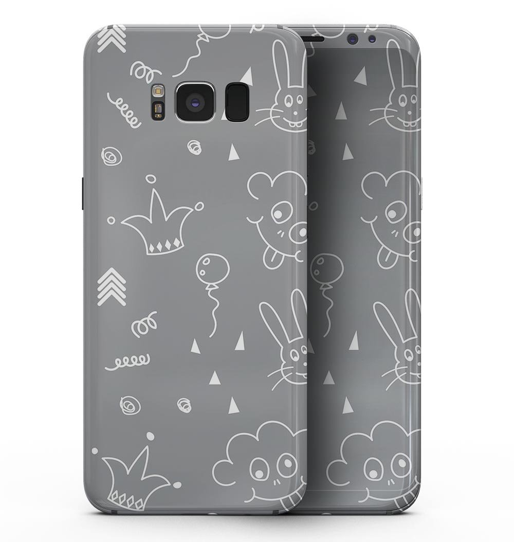 Gray Jester hat skin for Samsung Galaxy S8 featuring playful balloon design, providing stylish protection.