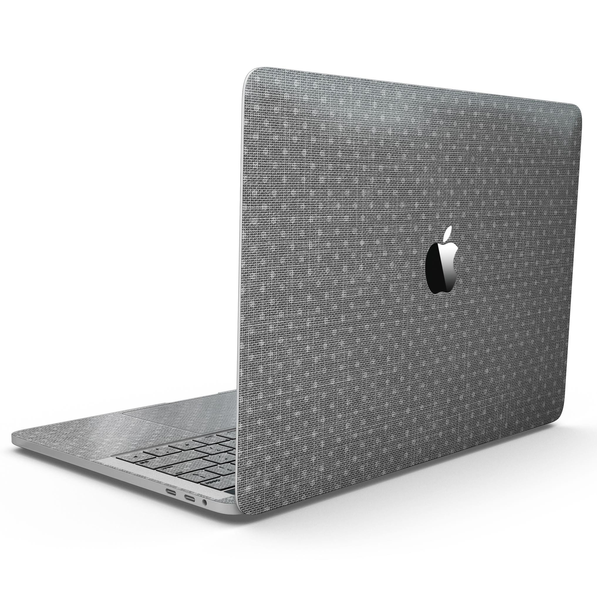 Gray Micro Dot Skin for MacBook Pro with Touch Bar, showcasing a stylish design and premium vinyl material.