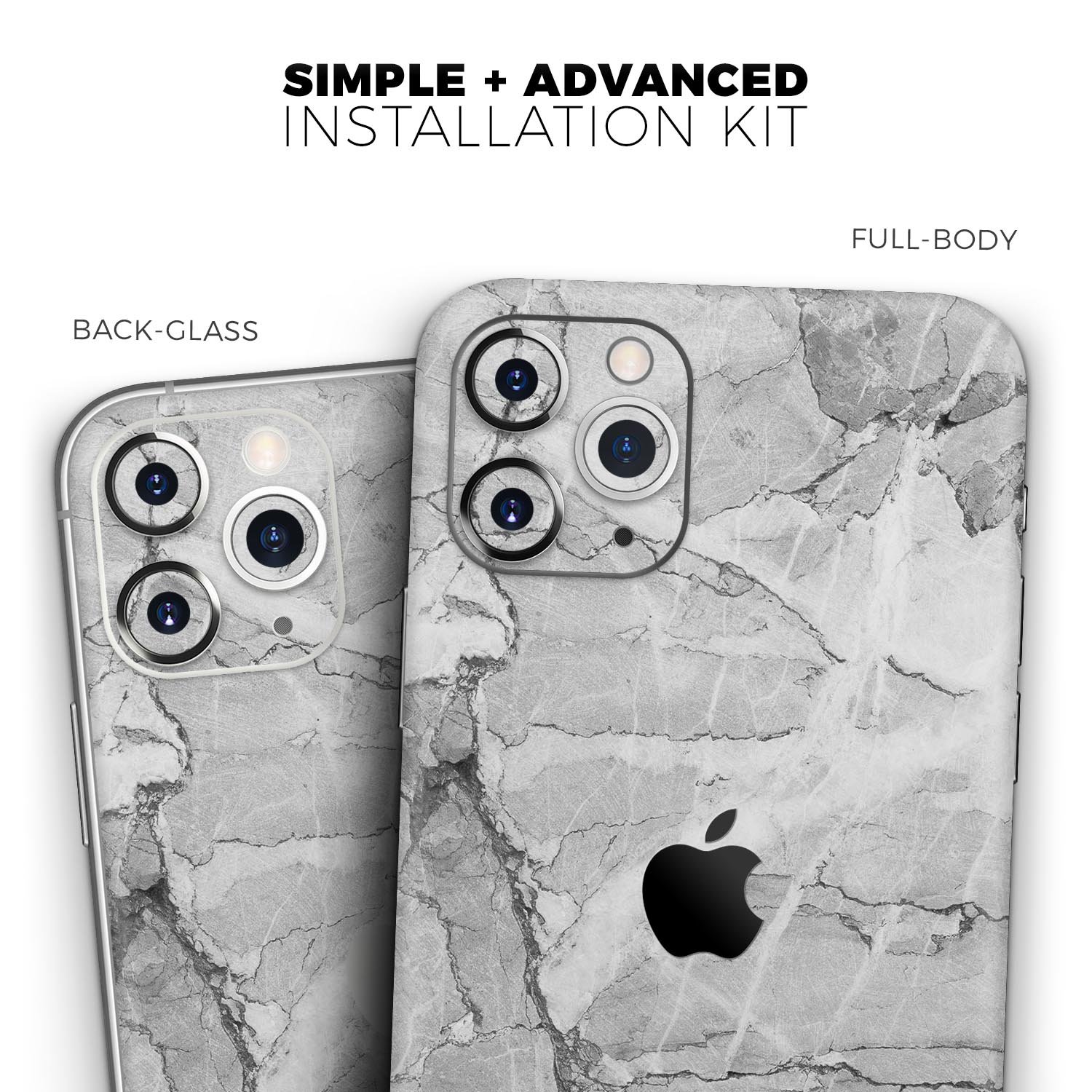 Gray Slate Marble Skin-Kit for Apple iPhone 14 and 13, showcasing a stylish marble design.