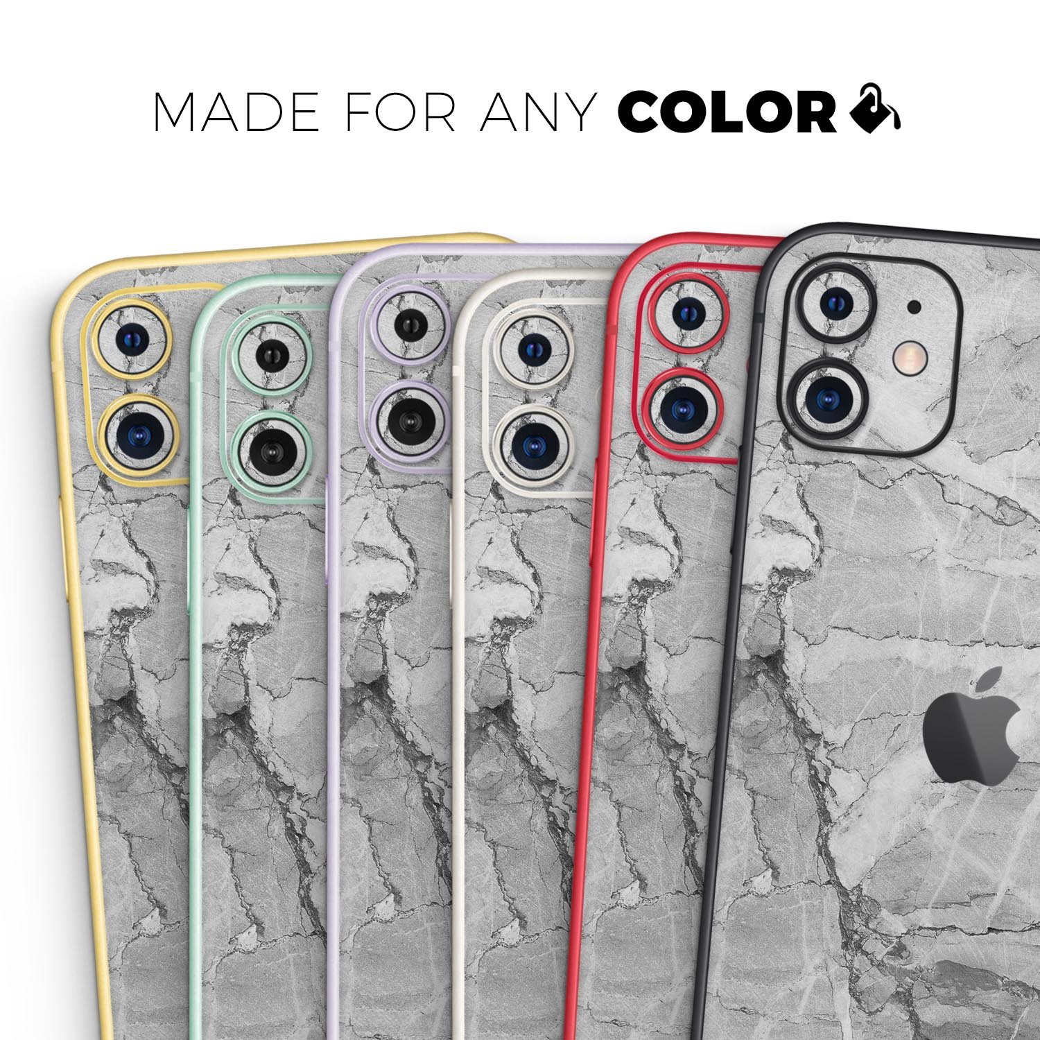 Gray Slate Marble Skin-Kit for Apple iPhone 14 and 13, showcasing a stylish marble design.