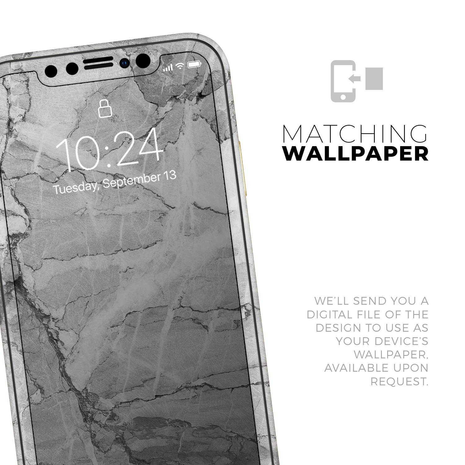 Gray Slate Marble Skin-Kit for Apple iPhone 14 and 13, showcasing a stylish marble design.