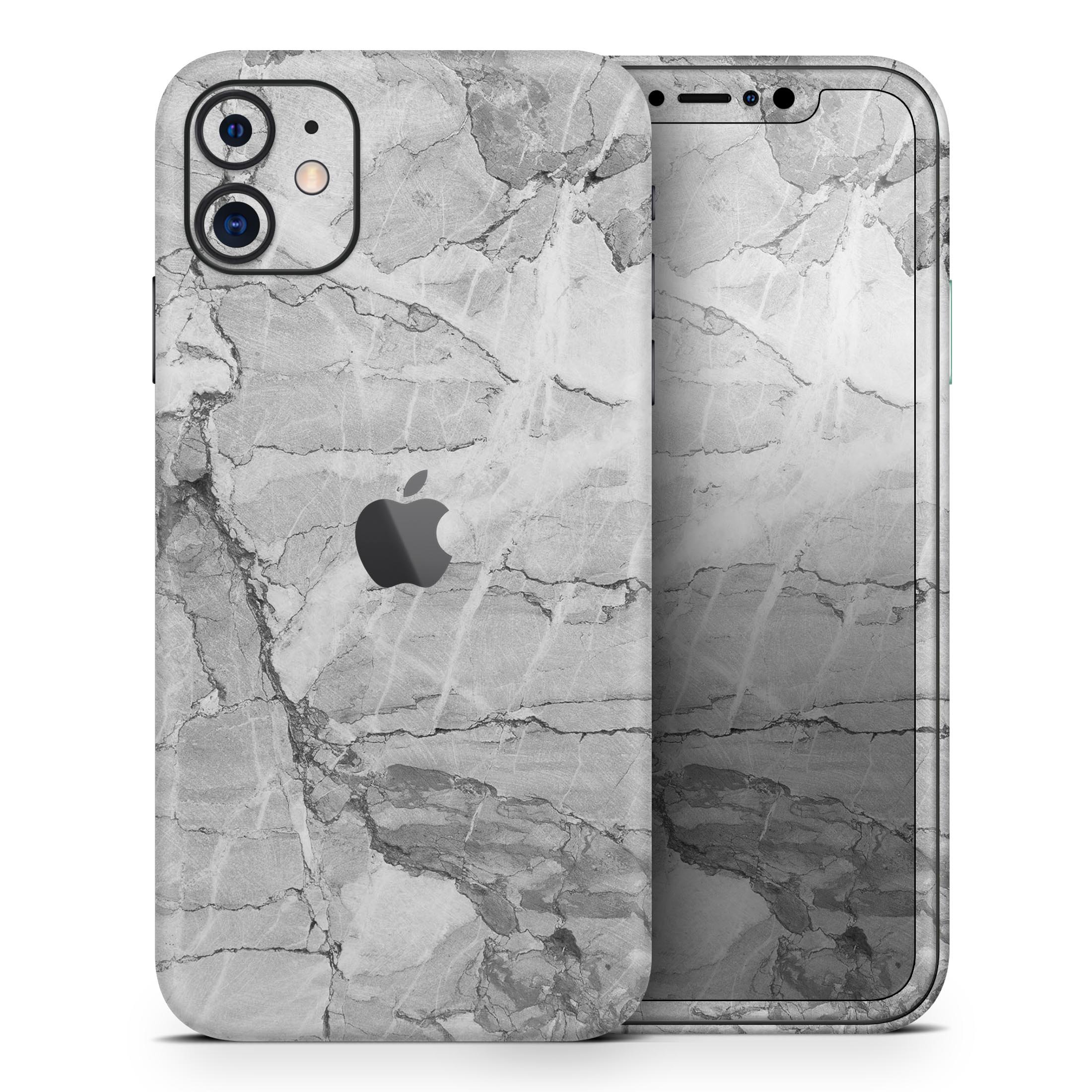 Gray Slate Marble Skin-Kit for Apple iPhone 14 and 13, showcasing a stylish marble design.