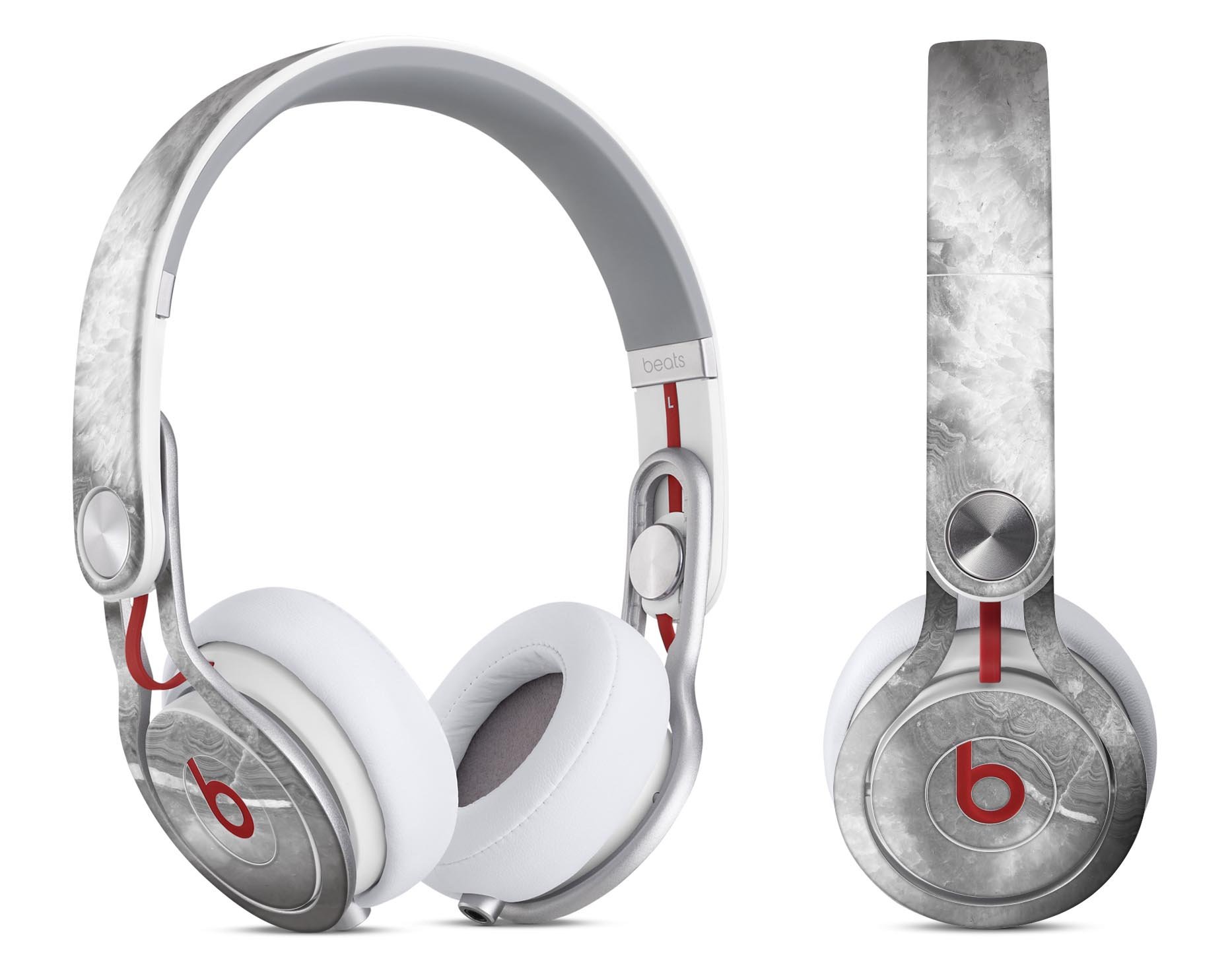 Gray Slate Marble V26 skin decal wrap kit for Beats by Dre, showcasing a stylish marble design that fits snugly on the headphones.