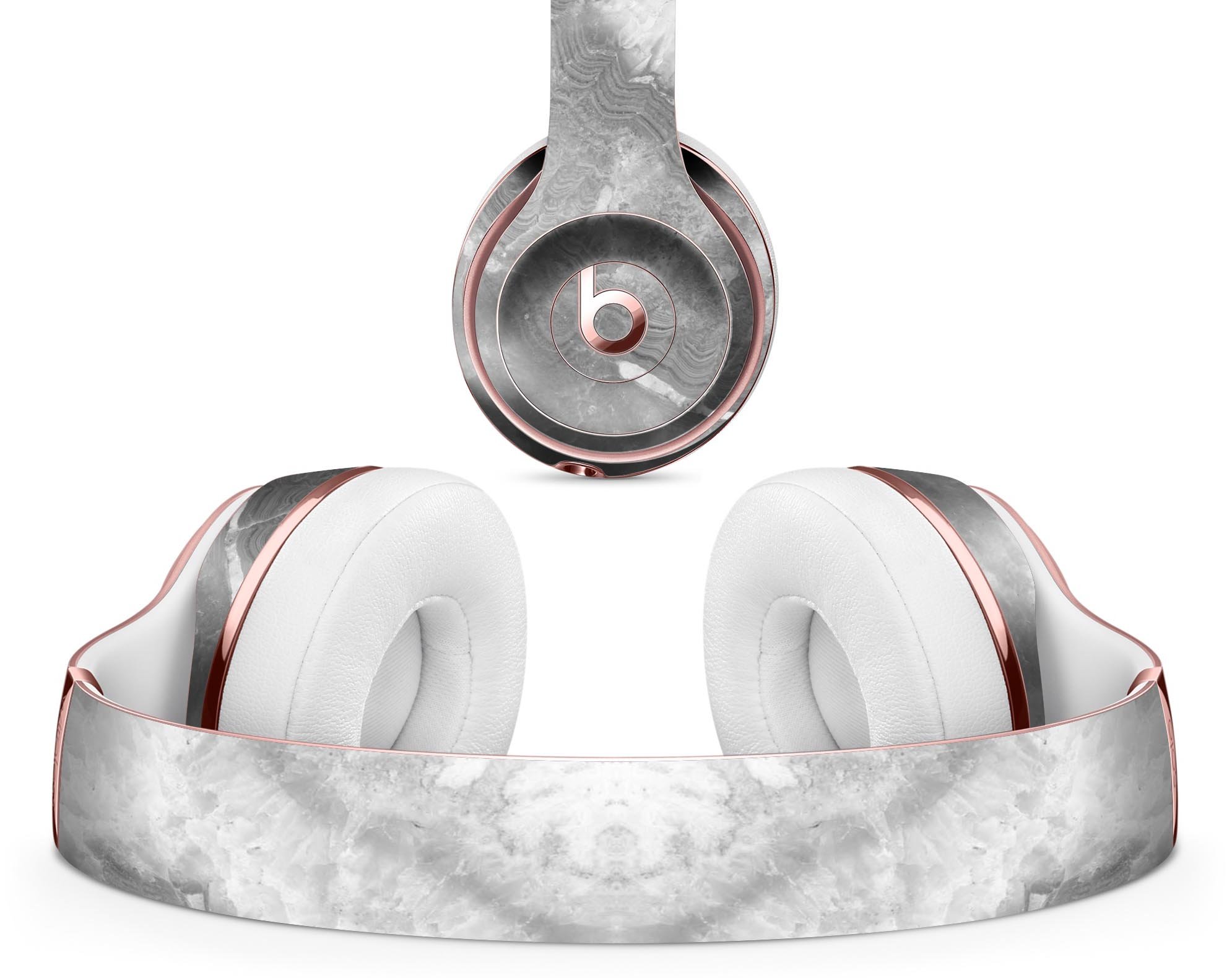 Gray Slate Marble V26 skin decal wrap kit for Beats by Dre, showcasing a stylish marble design that fits snugly on the headphones.