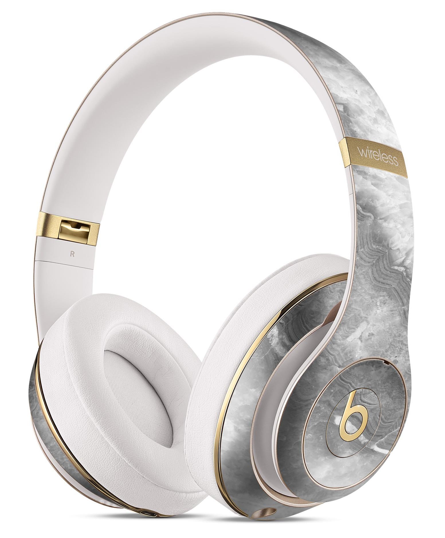 Gray Slate Marble V26 skin decal wrap kit for Beats by Dre, showcasing a stylish marble design that fits snugly on the headphones.