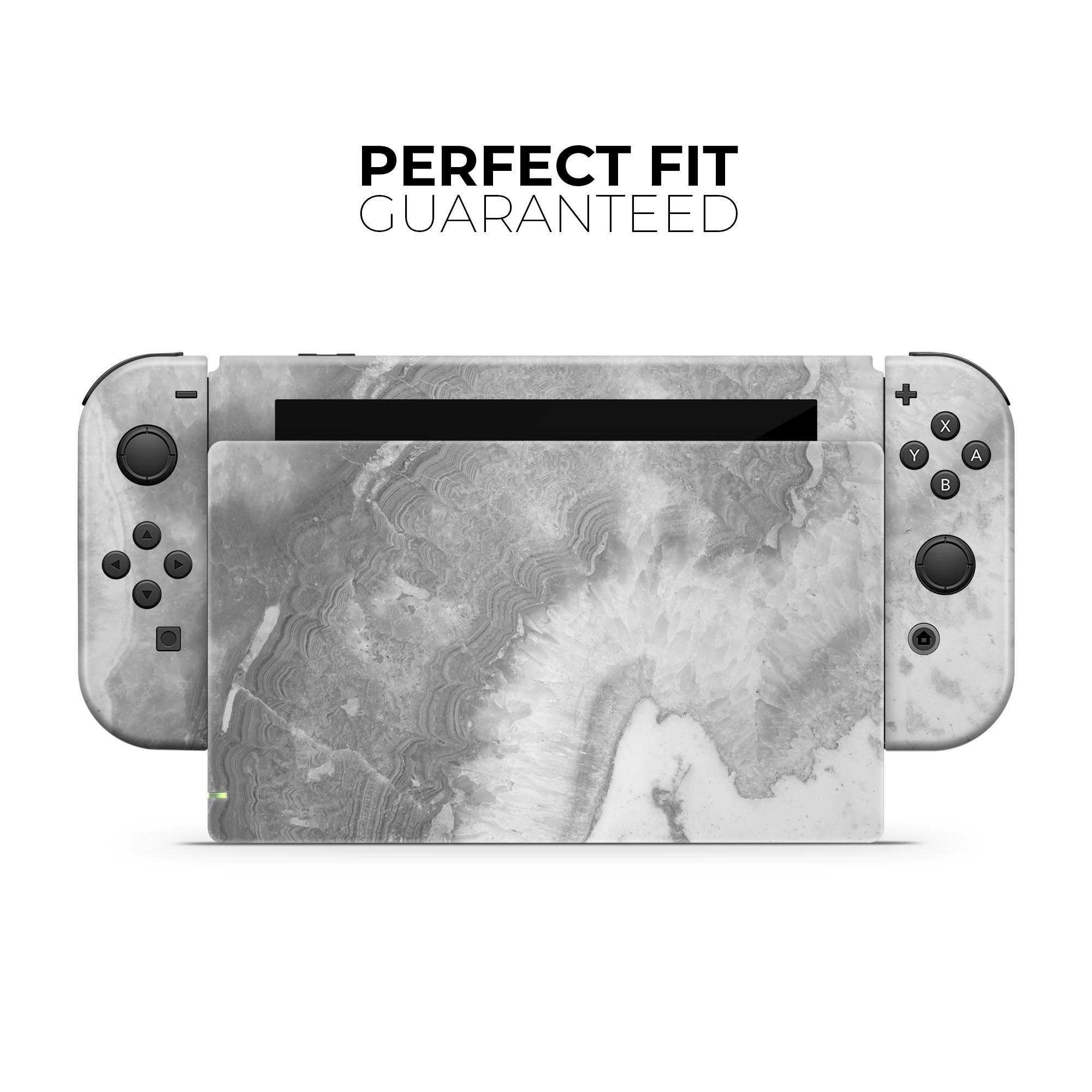 Gray Slate Marble V26 skin decal wrap kit for Nintendo Switch, showcasing a stylish marble design that fits snugly on the console.