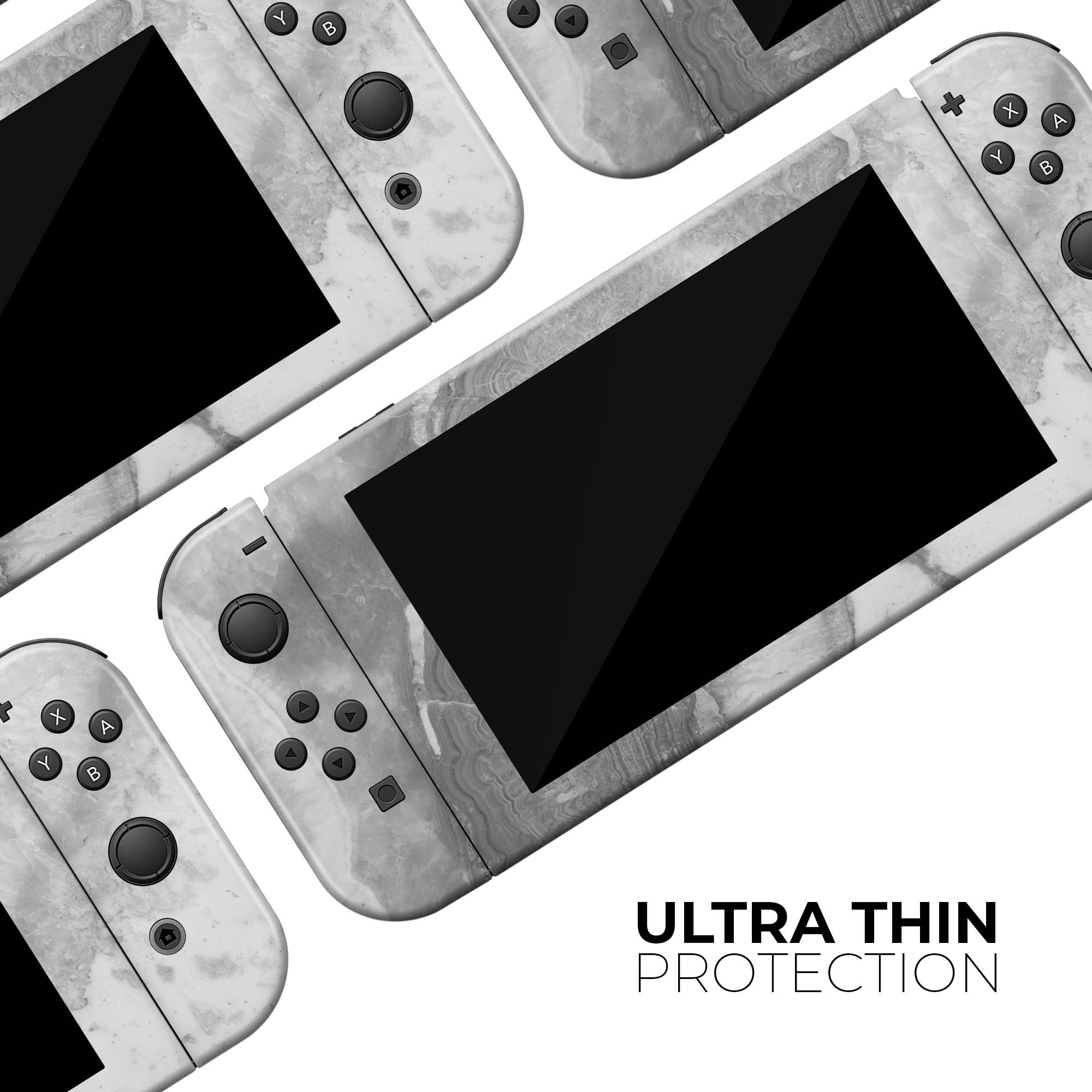 Gray Slate Marble V26 skin decal wrap kit for Nintendo Switch, showcasing a stylish marble design that fits snugly on the console.