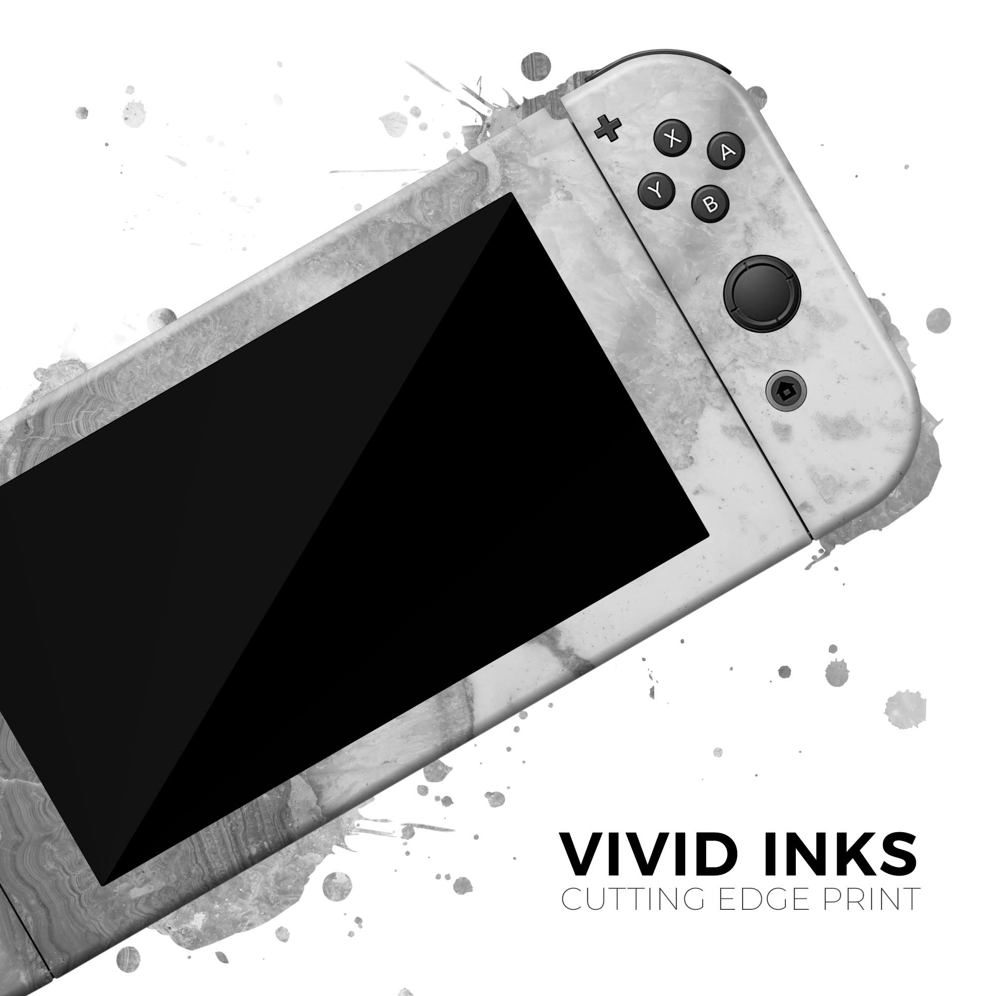 Gray Slate Marble V26 skin decal wrap kit for Nintendo Switch, showcasing a stylish marble design that fits snugly on the console.