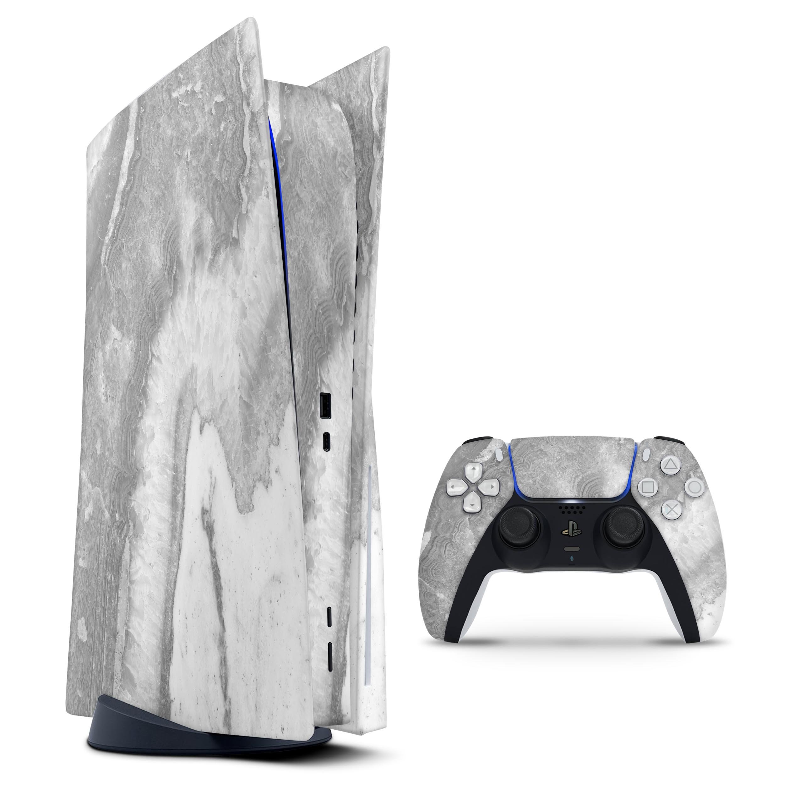 Gray Slate Marble V26 skin decal wrap kit for Sony Playstation 5, showcasing a sleek marble design that fits snugly on the console.