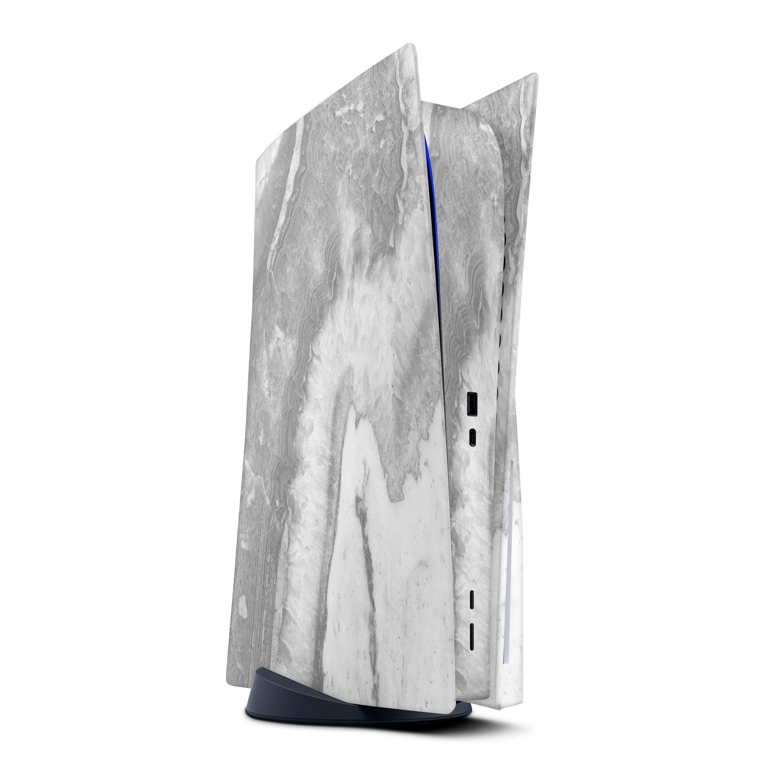 Gray Slate Marble V26 skin decal wrap kit for Sony Playstation 5, showcasing a sleek marble design that fits snugly on the console.