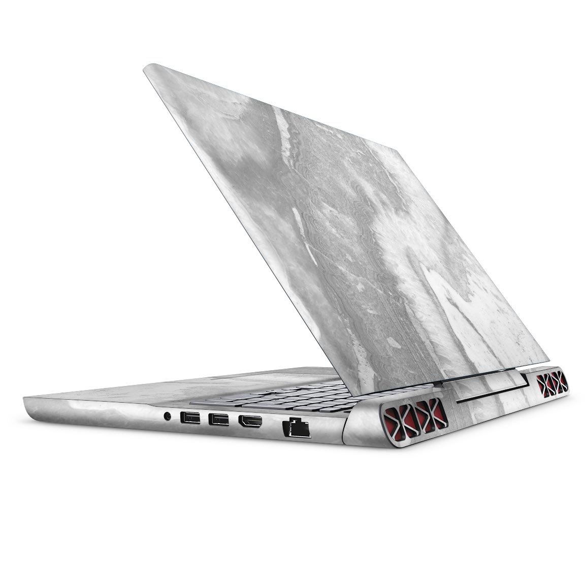 Gray Slate Marble V26 skin decal wrap kit for Dell Inspiron 15 7000, showcasing a stylish marble design and premium quality finish.