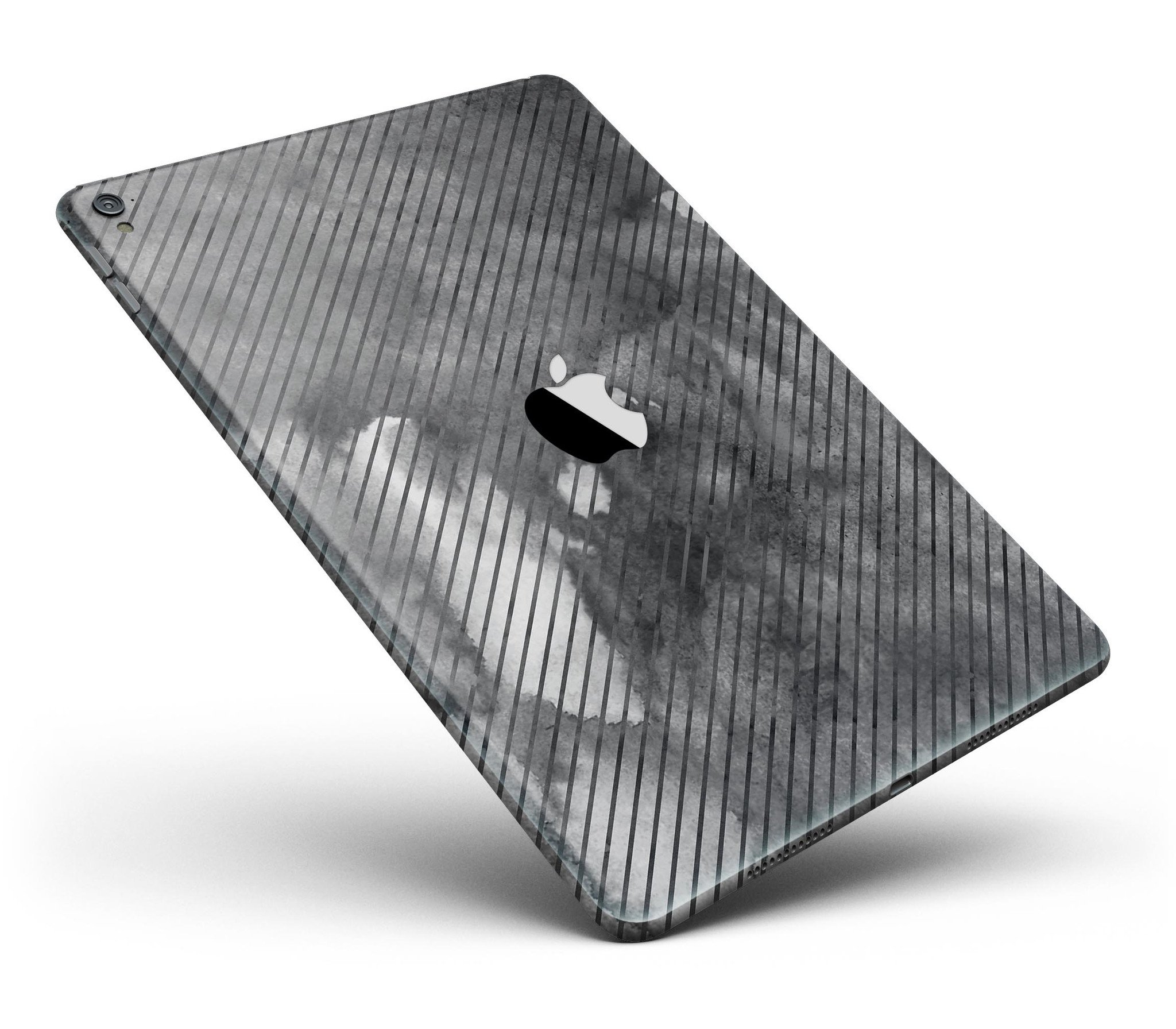 Gray Watercolor Stripes Full Body Skin for iPad Pro, showcasing a stylish design that fits perfectly on the device.