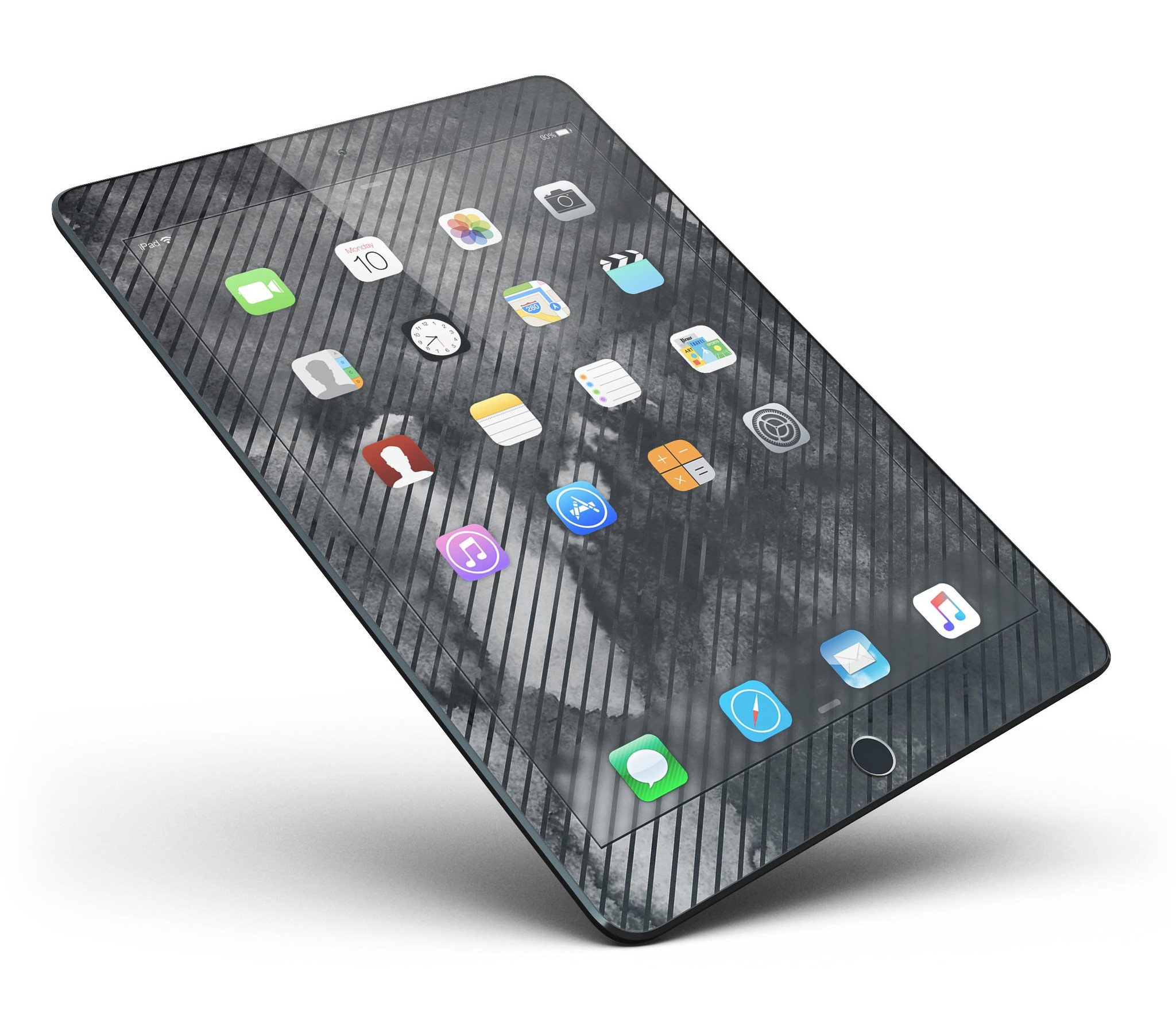 Gray Watercolor Stripes Full Body Skin for iPad Pro, showcasing a stylish design that fits perfectly on the device.