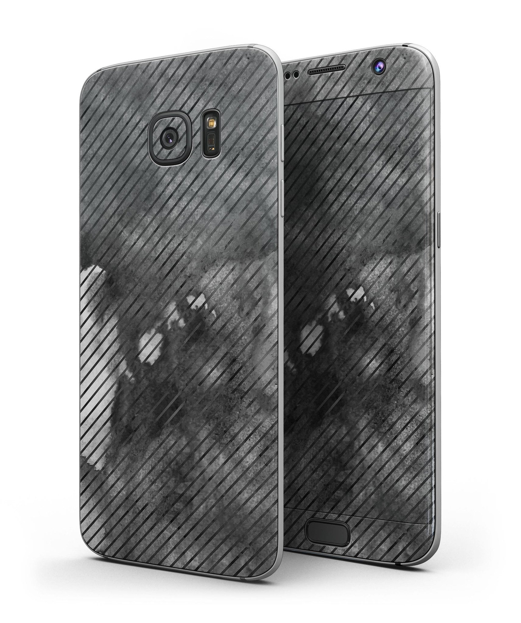 Gray Watercolor Stripes skin kit for Samsung Galaxy S7, showcasing a stylish design with premium vinyl material.