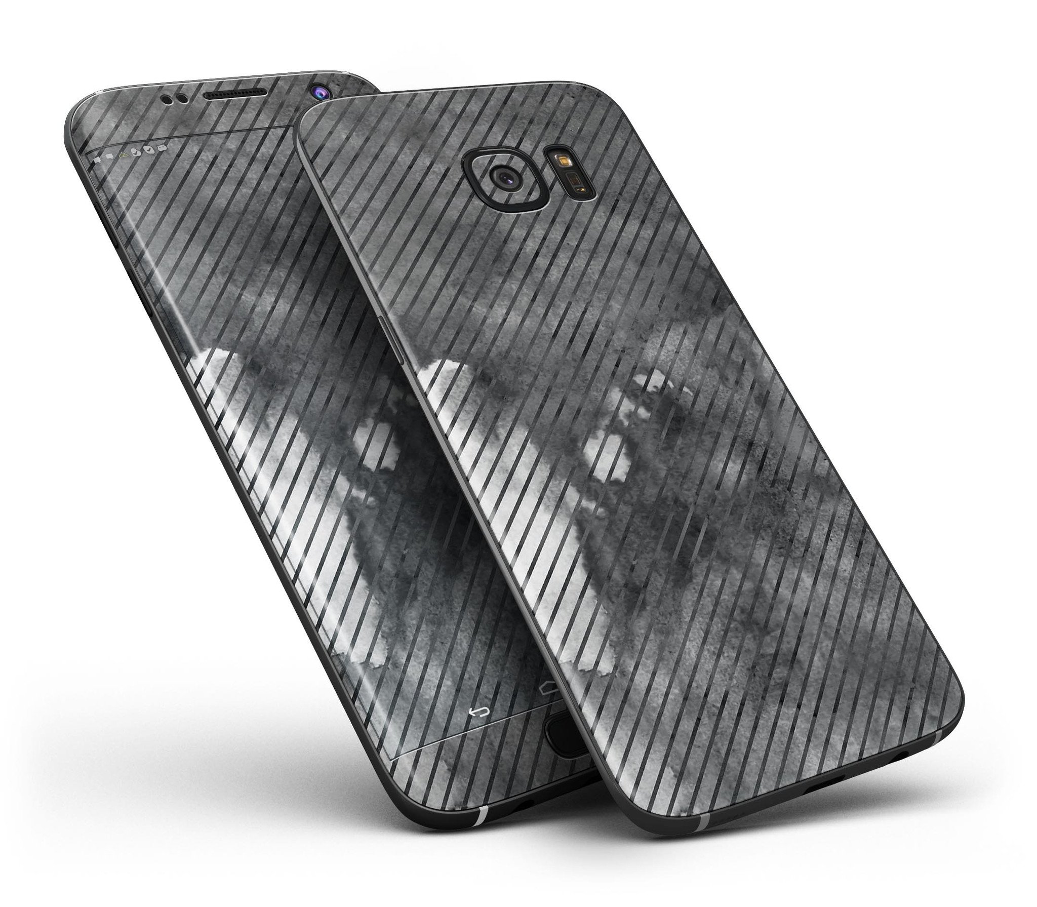 Gray Watercolor Stripes skin kit for Samsung Galaxy S7, showcasing a stylish design with premium vinyl material.