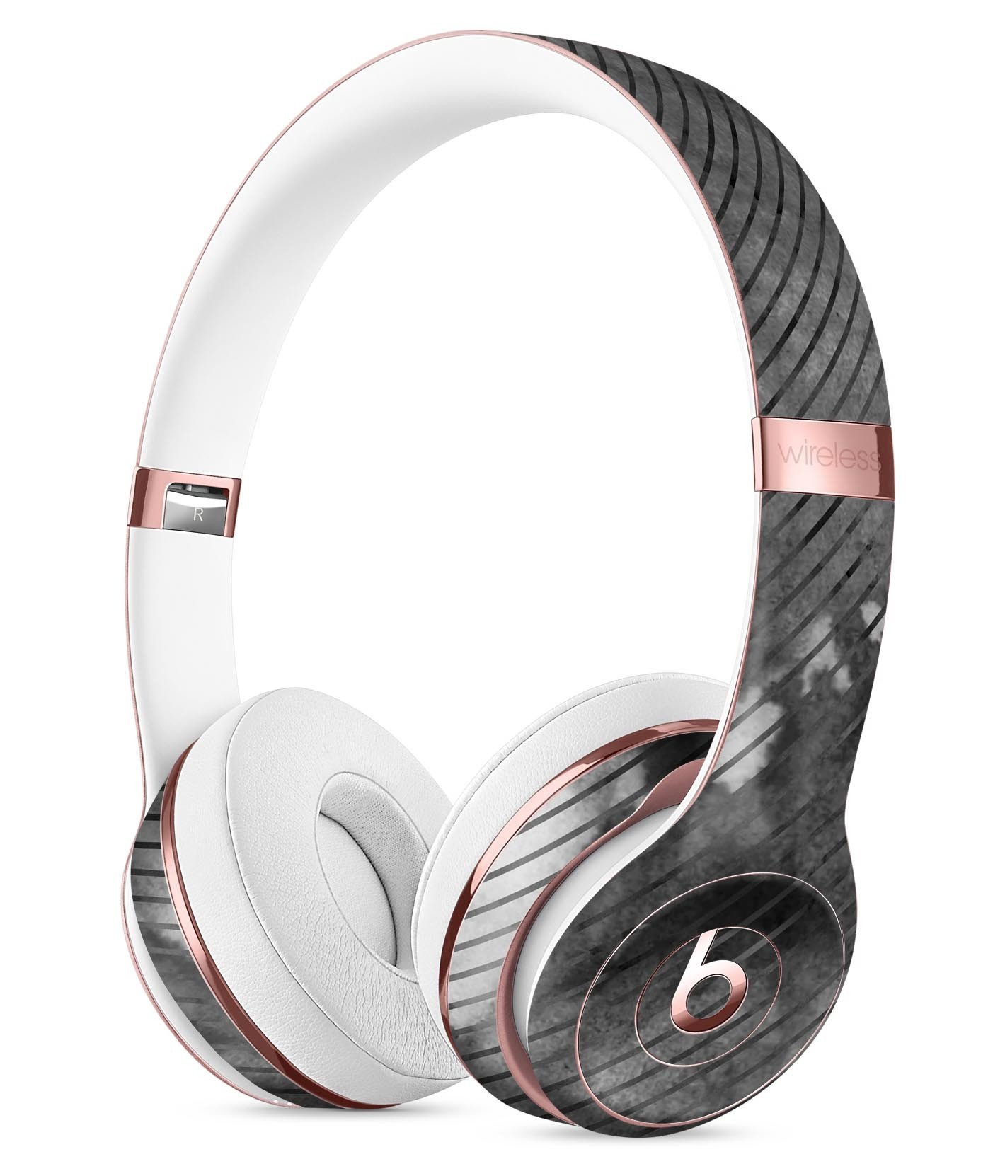 Gray Watercolor Stripes Full-Body Skin Kit designed for Beats by Dre Solo 3 Wireless Headphones, showcasing a stylish and protective vinyl design.