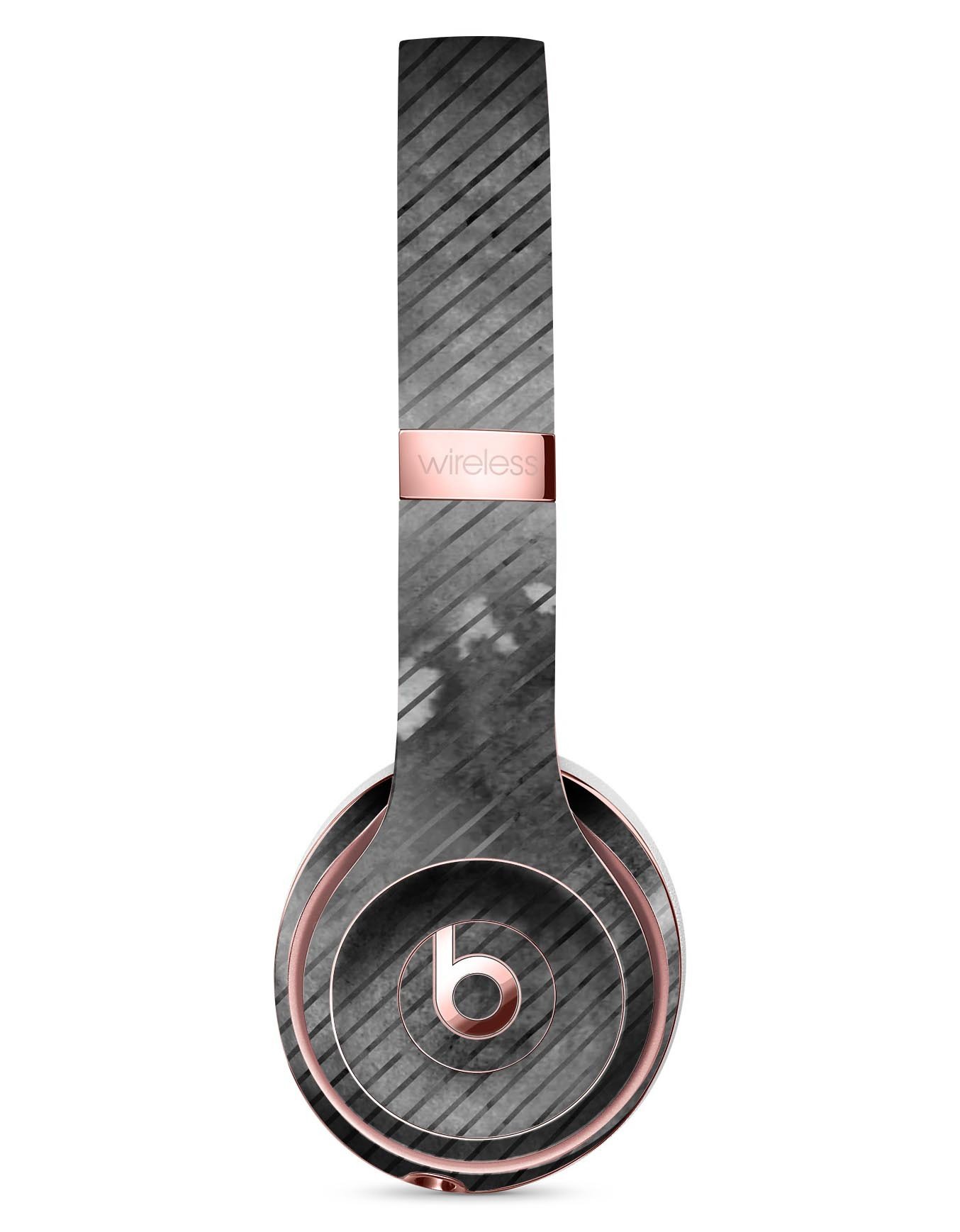 Gray Watercolor Stripes Full-Body Skin Kit designed for Beats by Dre Solo 3 Wireless Headphones, showcasing a stylish and protective vinyl design.