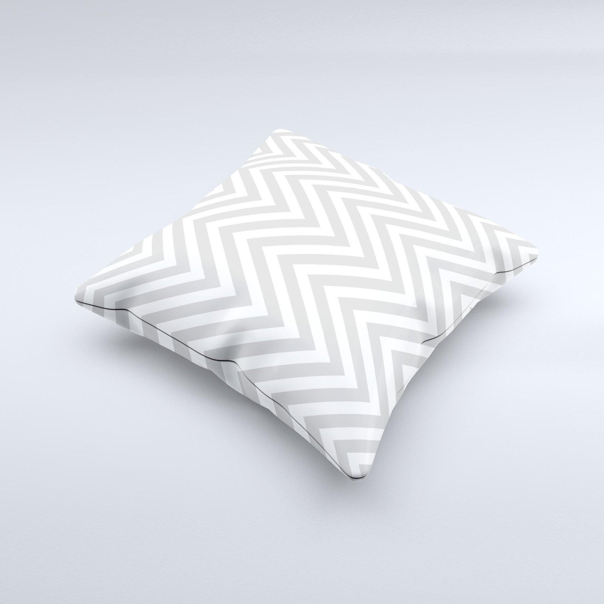 Gray and white decorative throw pillow featuring a sharp chevron pattern, handcrafted in Virginia with high-quality materials.