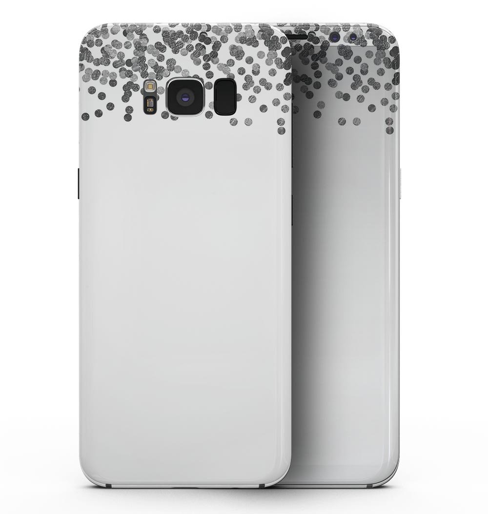 Grayscale Descending Micro Dots skin kit for Samsung Galaxy S8, showcasing a stylish design with a premium vinyl finish.