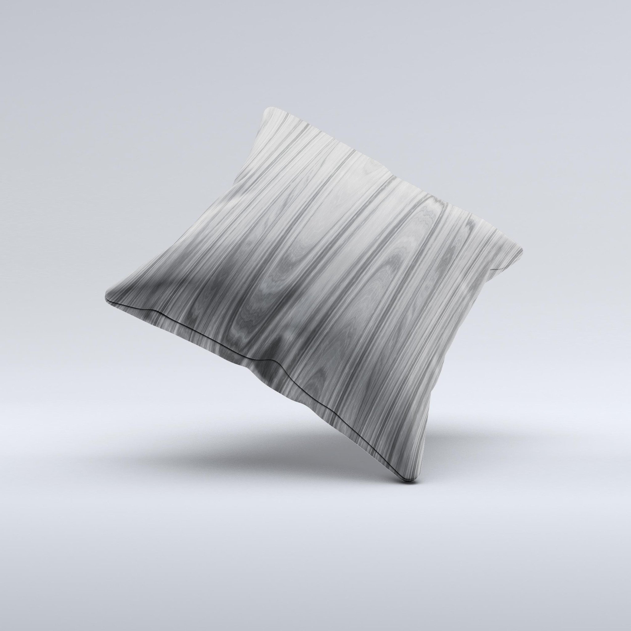 Grayscale Smooth Woodgrain Decorative Throw Pillow showcasing a unique handmade design with soft fabric and plush filling.