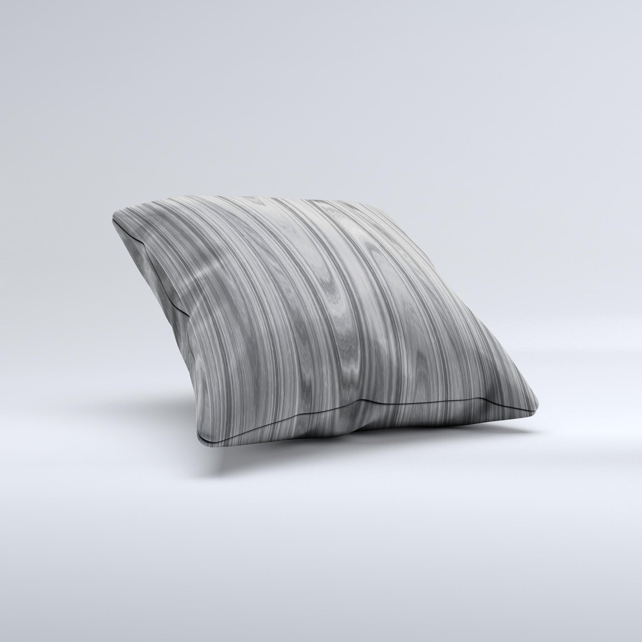 Grayscale Smooth Woodgrain Decorative Throw Pillow showcasing a unique handmade design with soft fabric and plush filling.