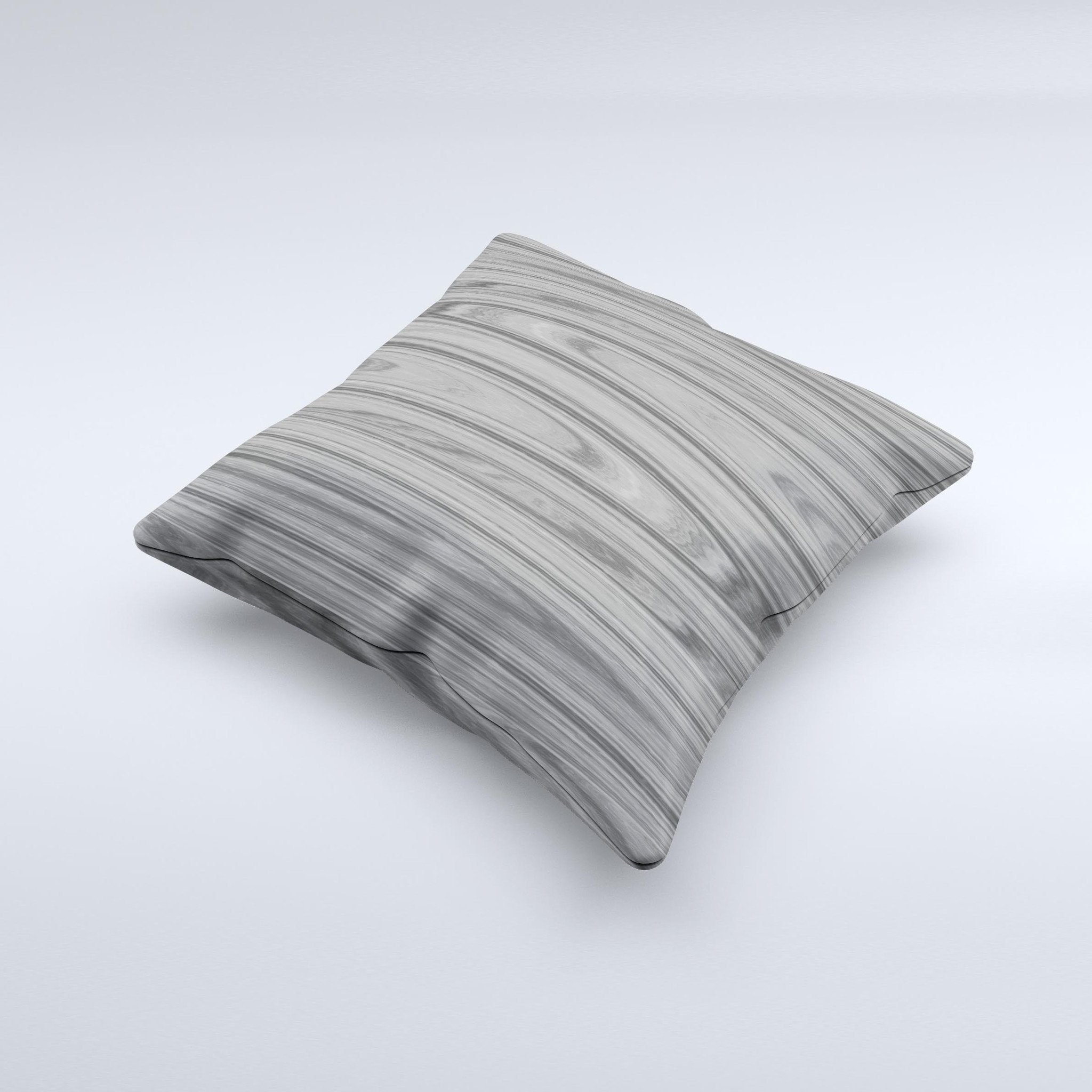 Grayscale Smooth Woodgrain Decorative Throw Pillow showcasing a unique handmade design with soft fabric and plush filling.