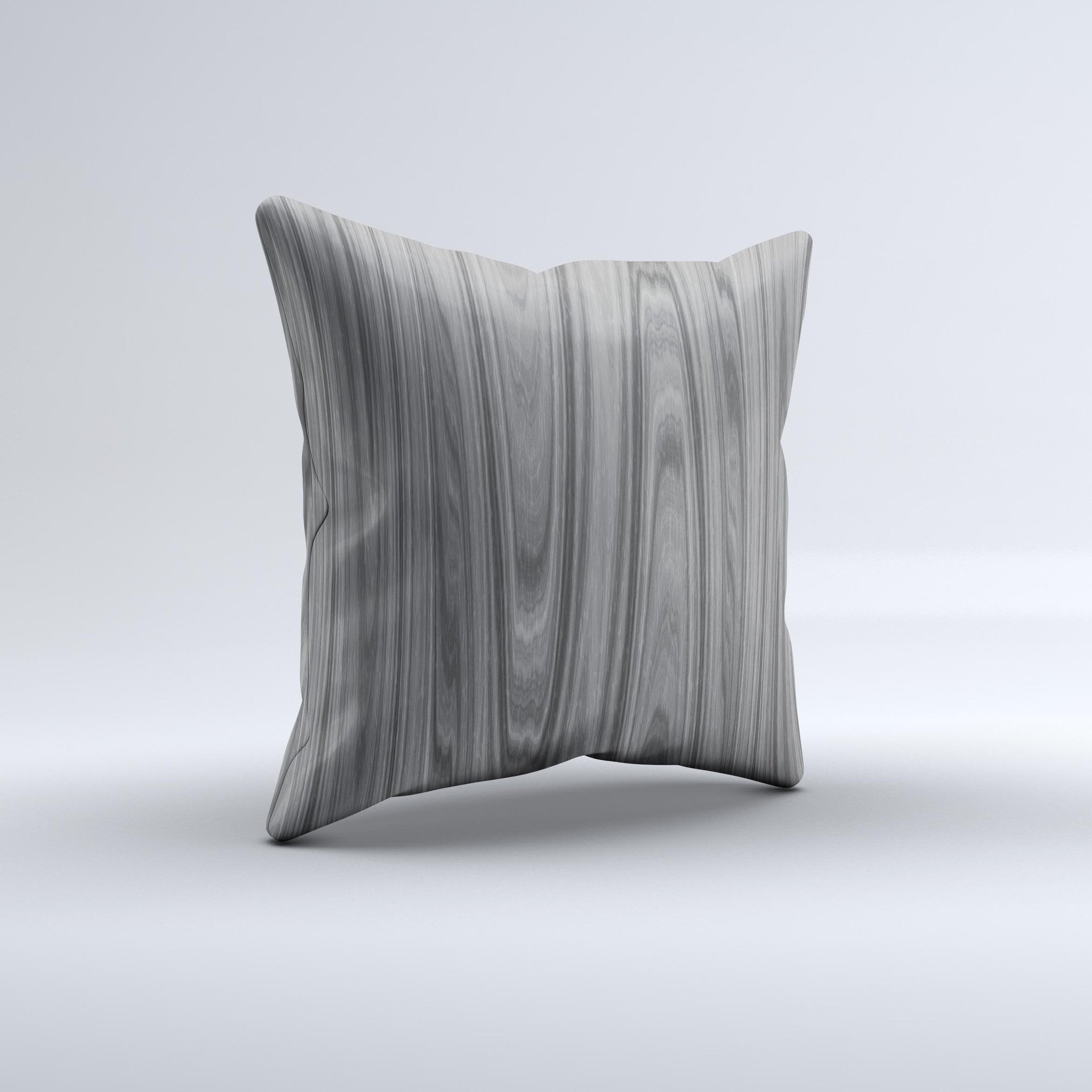 Grayscale Smooth Woodgrain Decorative Throw Pillow showcasing a unique handmade design with soft fabric and plush filling.