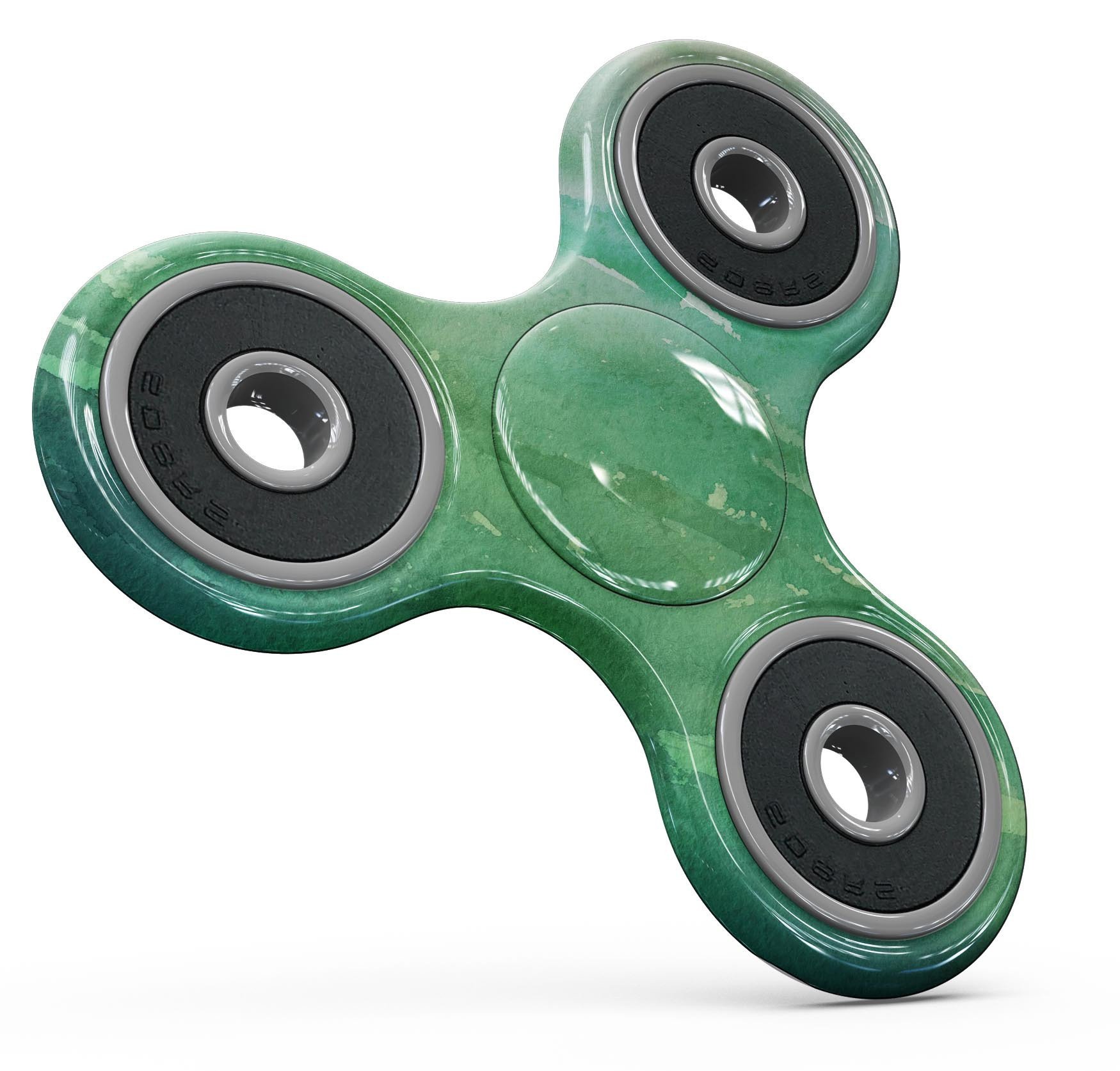 Green 2 Absorbed Watercolor Texture Full-Body Fidget Spinner Skin-Kit showcasing vibrant colors and premium vinyl material.