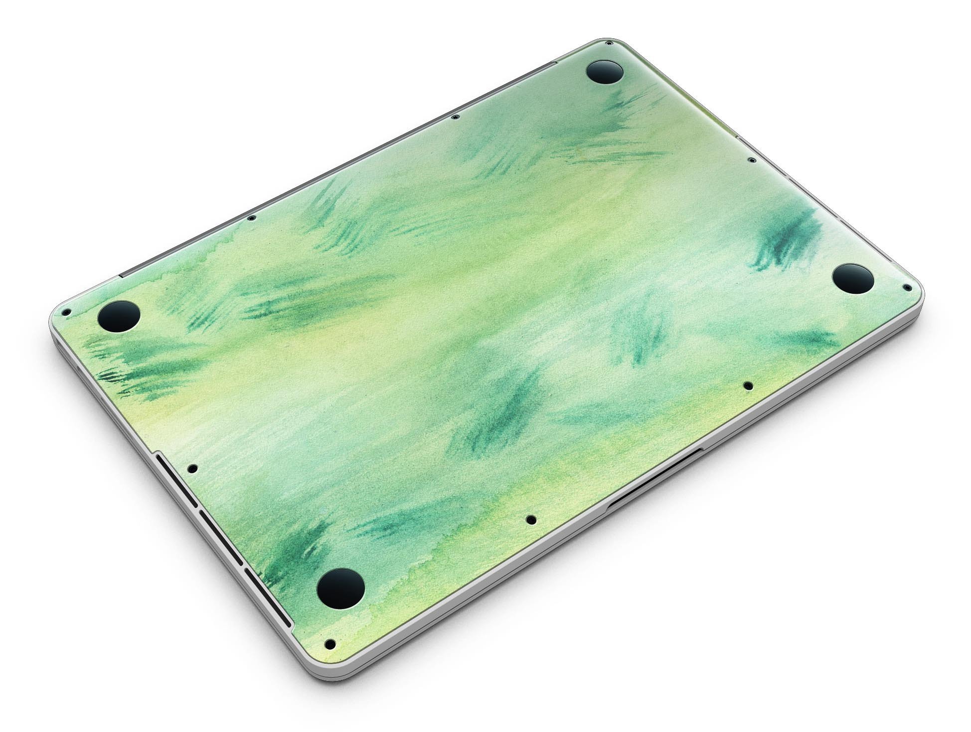 Green 321 Absorbed Watercolor Texture skin for MacBook Pro with Retina, showcasing vibrant colors and a sleek design.