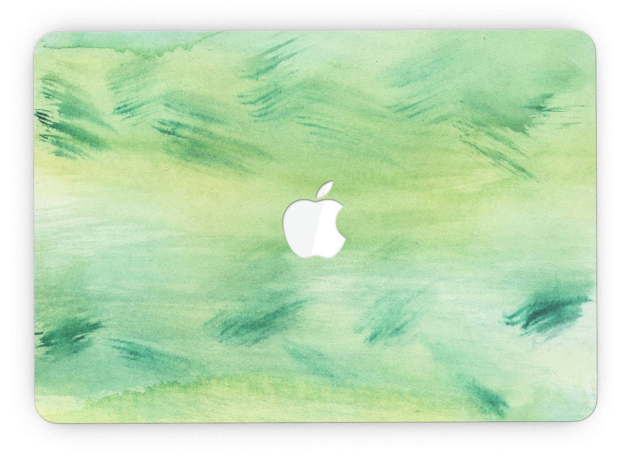 Green 321 Absorbed Watercolor Texture skin for MacBook Pro with Retina, showcasing vibrant colors and a sleek design.