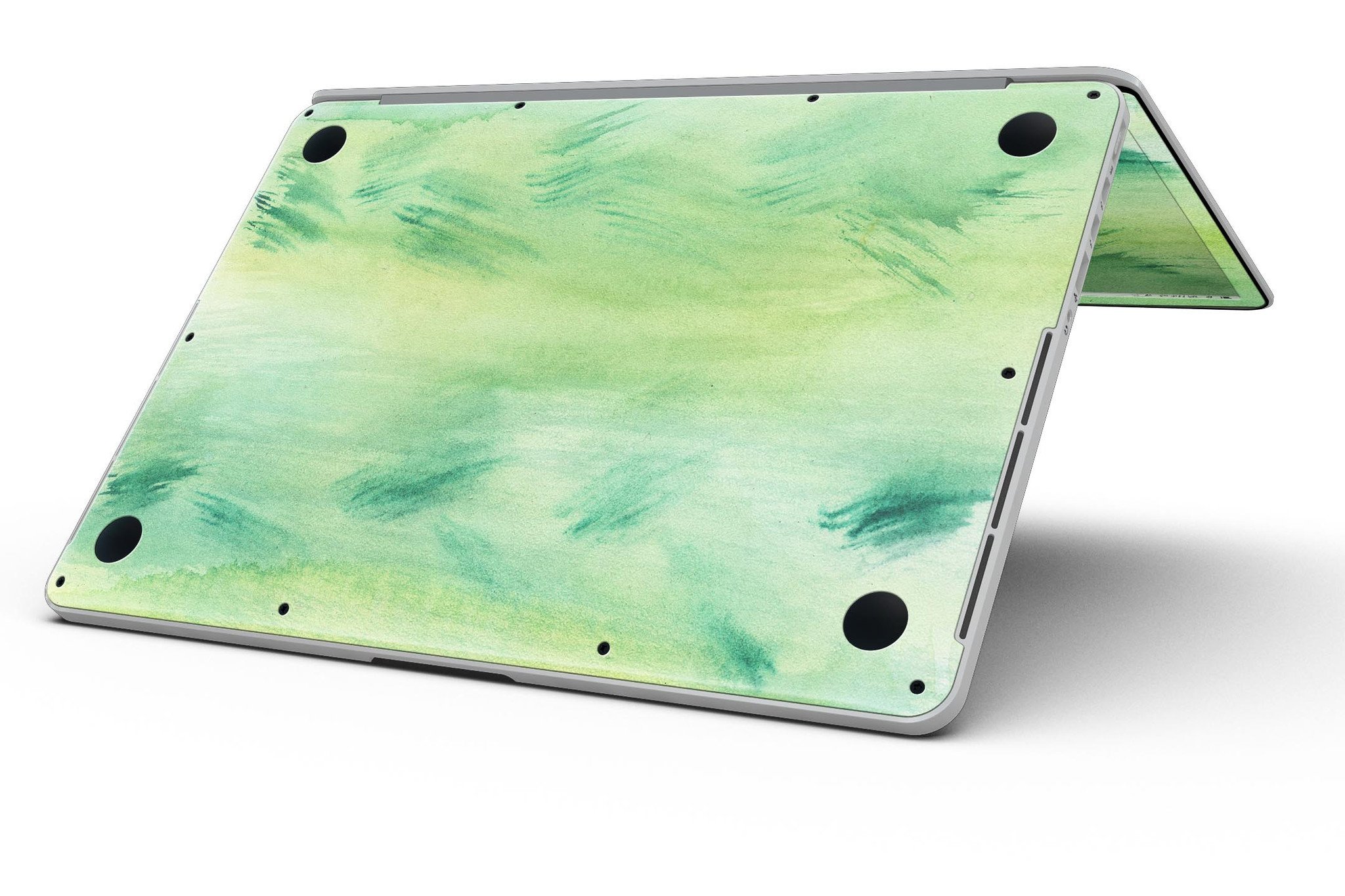 Green 321 Absorbed Watercolor Texture skin for MacBook Pro with Retina, showcasing vibrant colors and a sleek design.