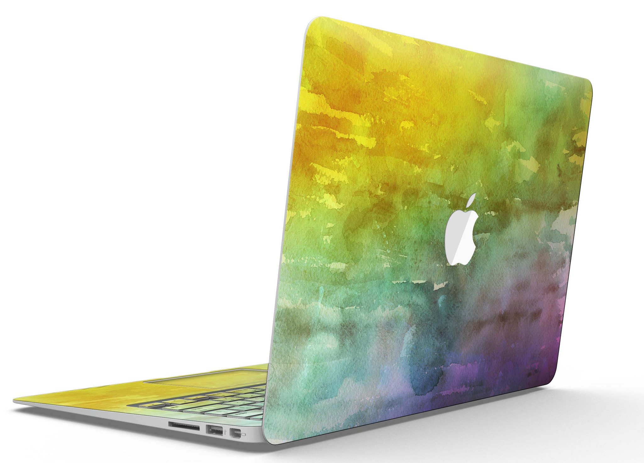 Green 592 Absorbed Watercolor Texture MacBook Air skin, showcasing vibrant colors and a sleek design.