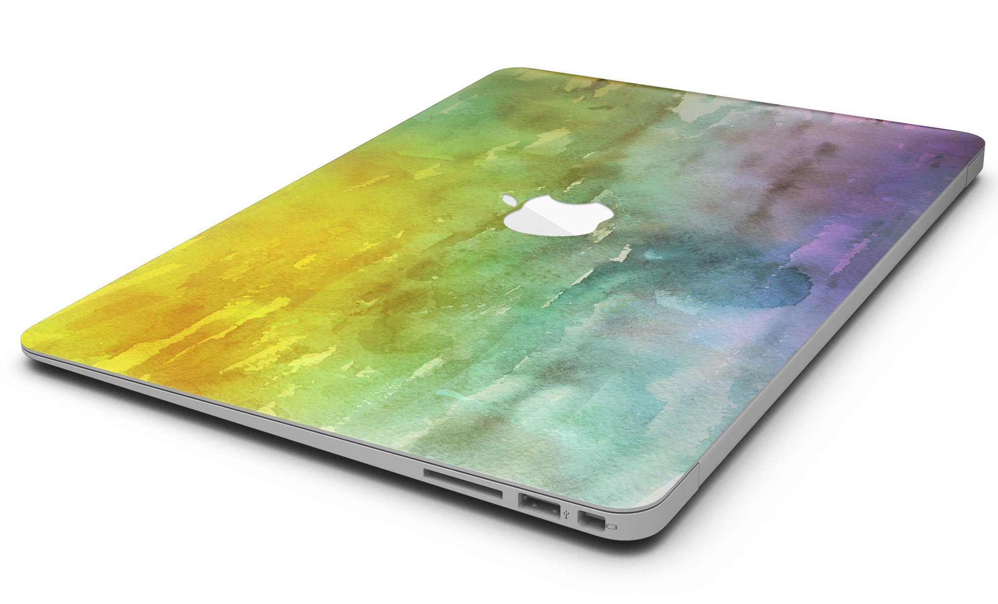 Green 592 Absorbed Watercolor Texture MacBook Air skin, showcasing vibrant colors and a sleek design.