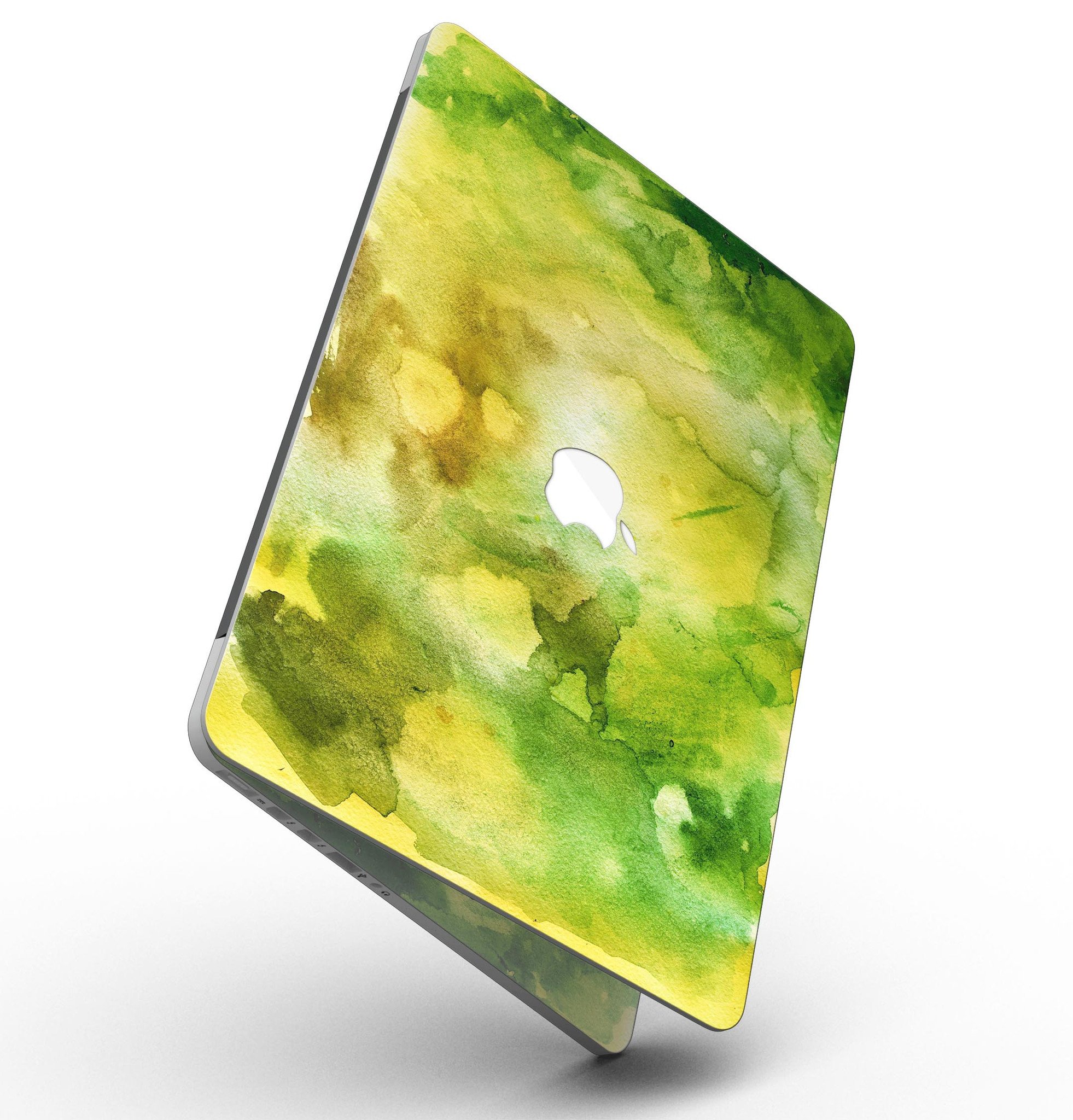 Green 863 Absorbed Watercolor Texture skin for MacBook Pro with Retina Display, showcasing vibrant colors and a sleek design.