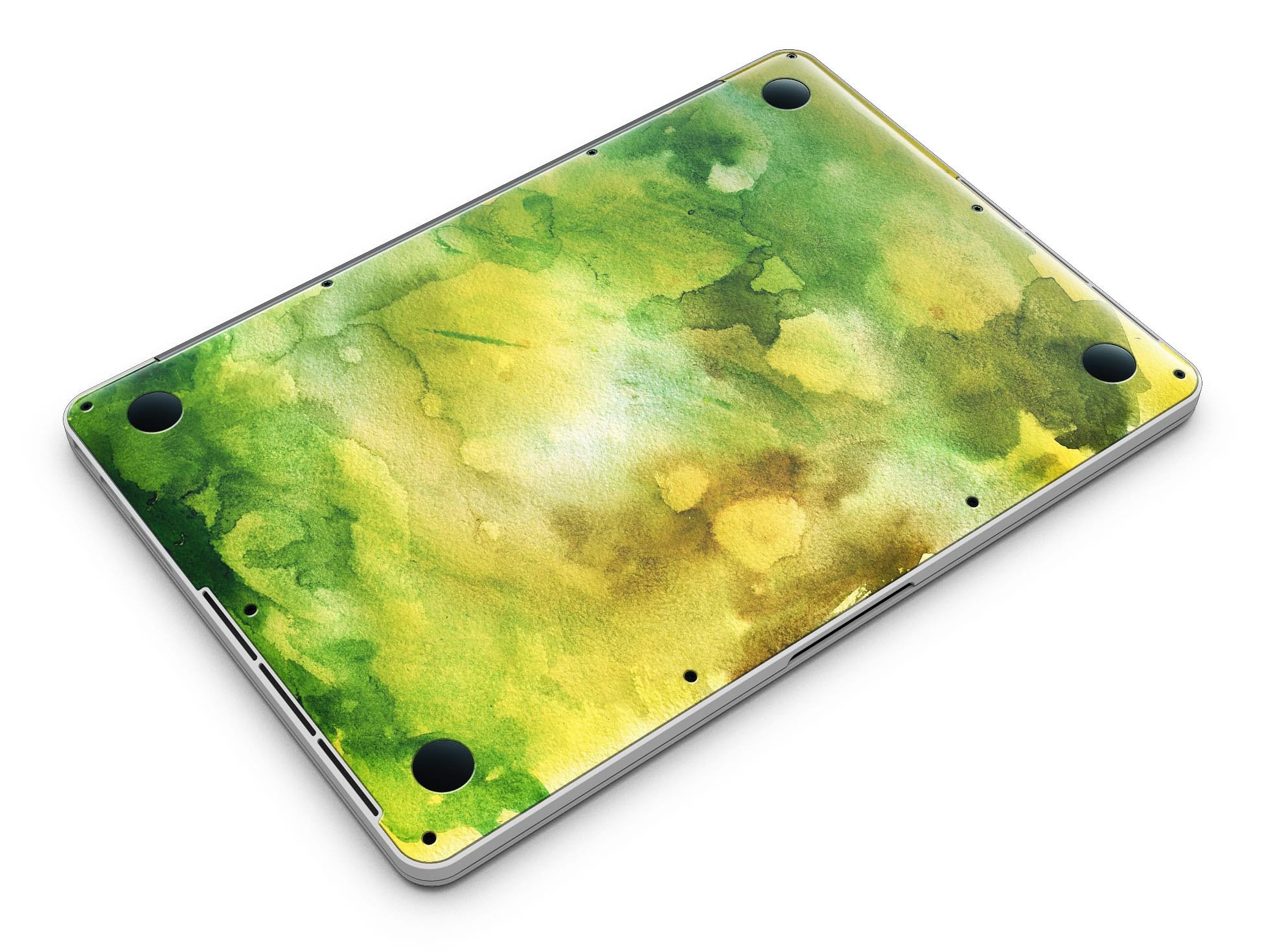 Green 863 Absorbed Watercolor Texture skin for MacBook Pro with Retina Display, showcasing vibrant colors and a sleek design.