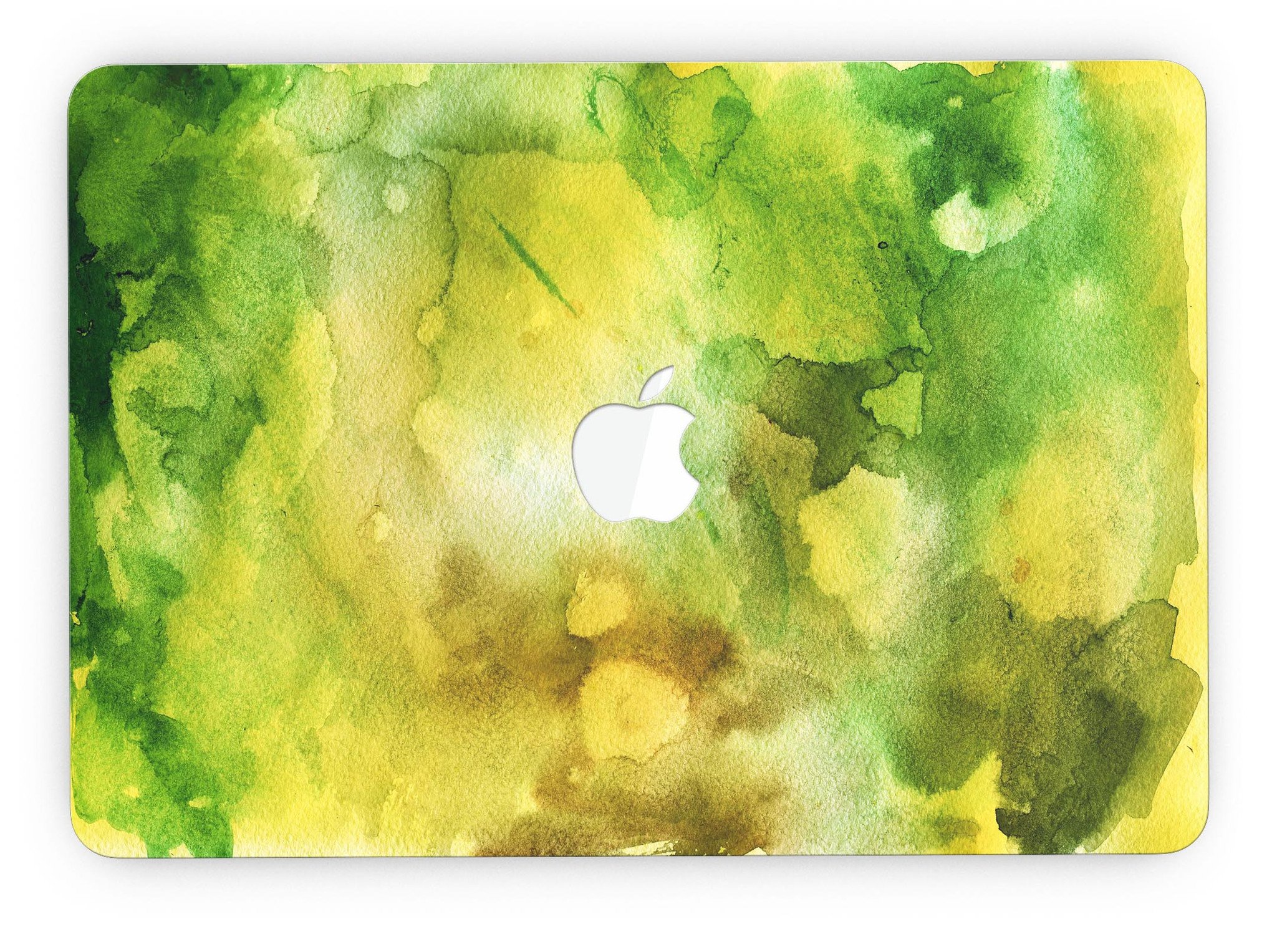 Green 863 Absorbed Watercolor Texture skin for MacBook Pro with Retina Display, showcasing vibrant colors and a sleek design.