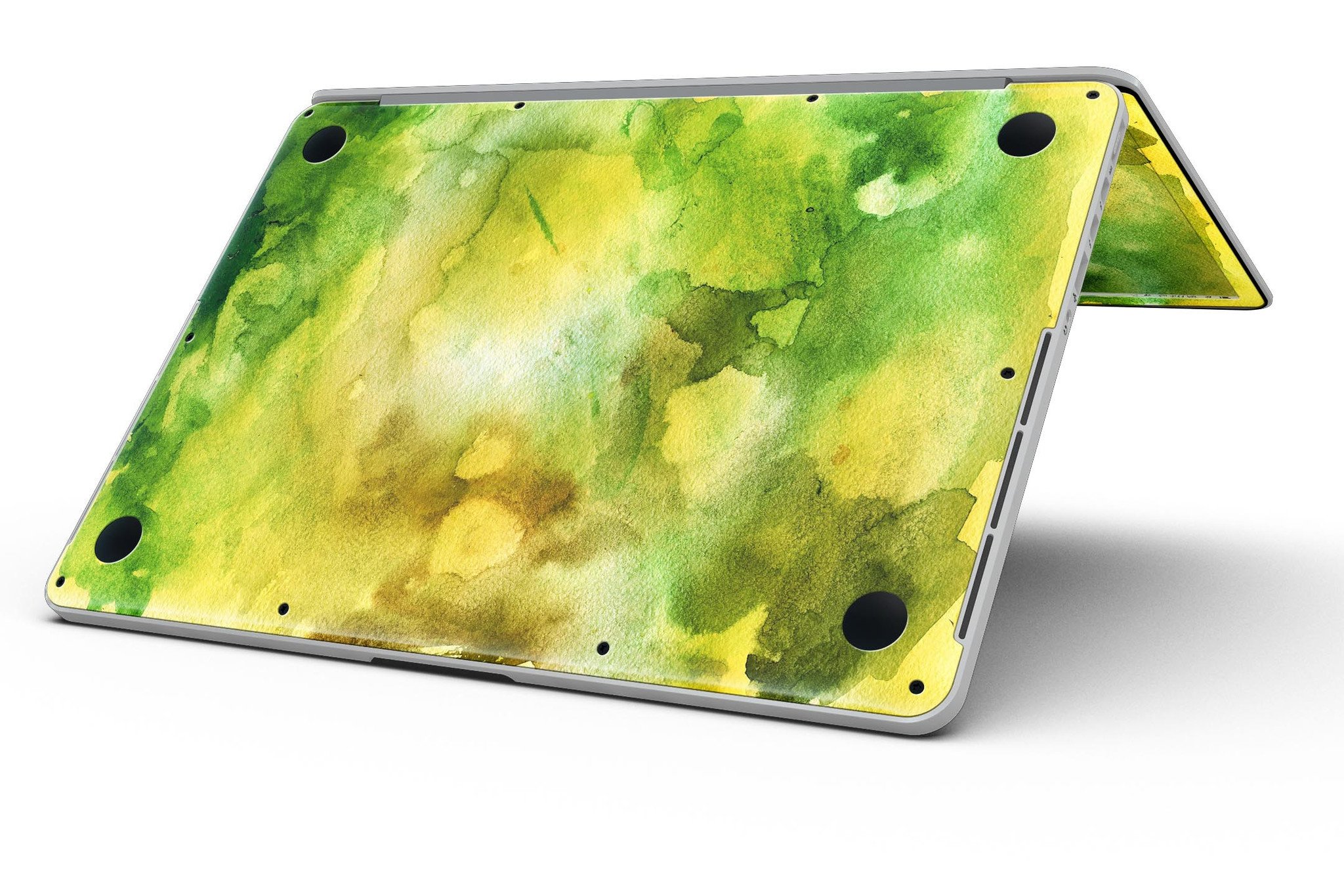 Green 863 Absorbed Watercolor Texture skin for MacBook Pro with Retina Display, showcasing vibrant colors and a sleek design.