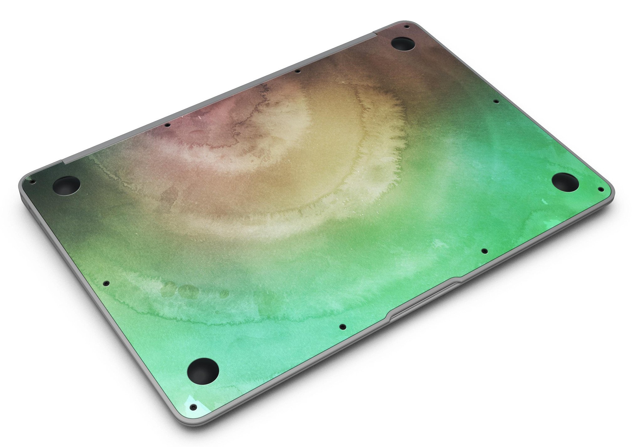 Green 8643 Absorbed Watercolor Texture MacBook Air skin kit showcasing vibrant colors and artistic design.