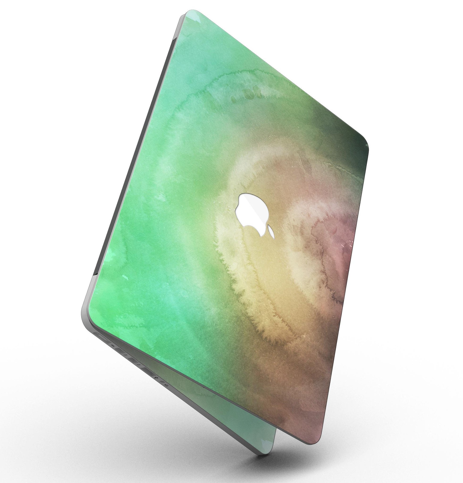 Green 8643 Absorbed Watercolor Texture skin for MacBook Pro with Retina Display, showcasing vibrant colors and a stylish design.