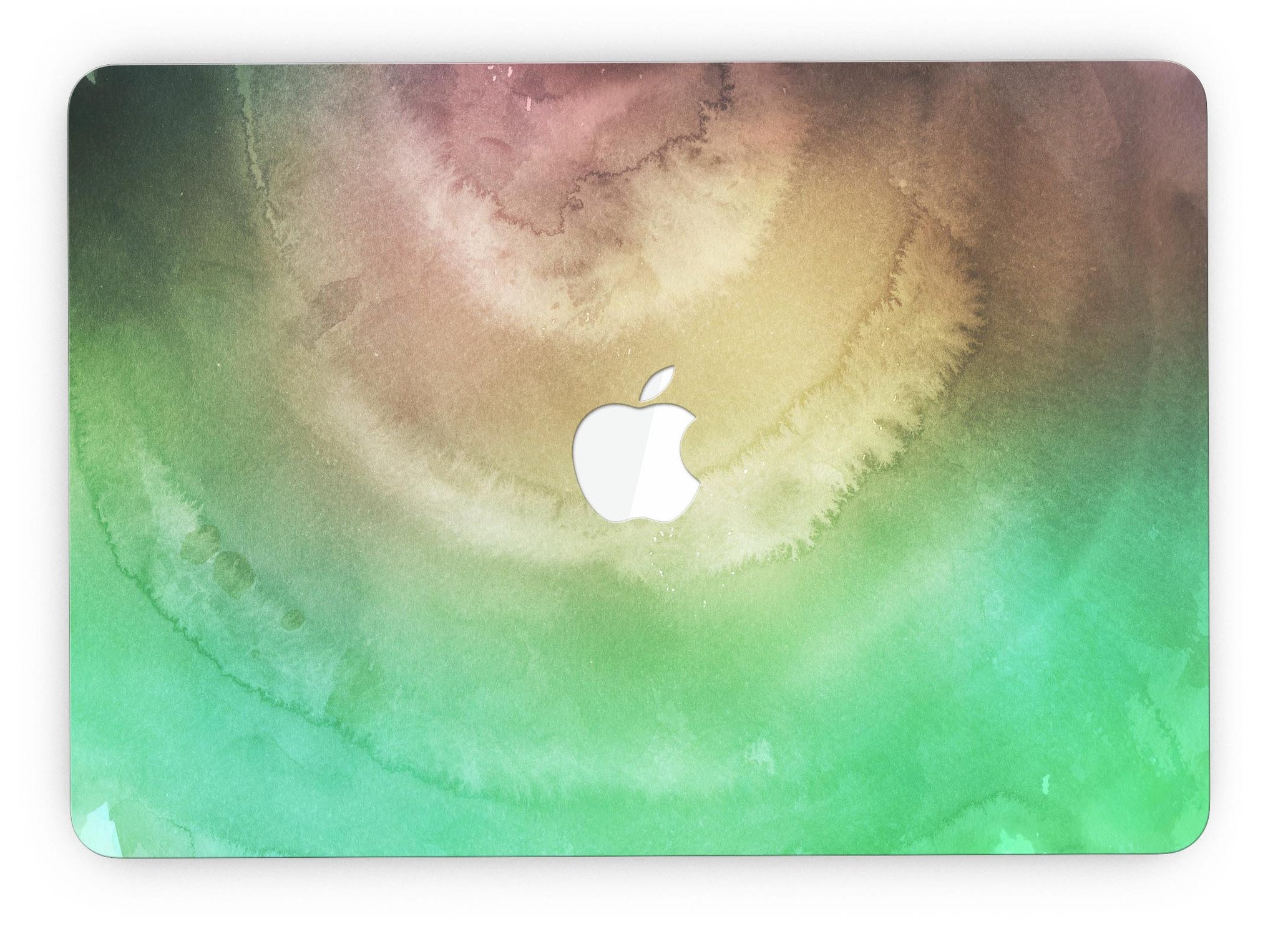 Green 8643 Absorbed Watercolor Texture skin for MacBook Pro with Retina Display, showcasing vibrant colors and a stylish design.