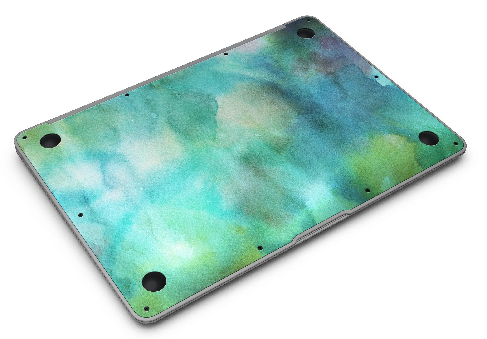 Green 979 Absorbed Watercolor Texture skin for MacBook Air, showcasing vibrant colors and a stylish design.