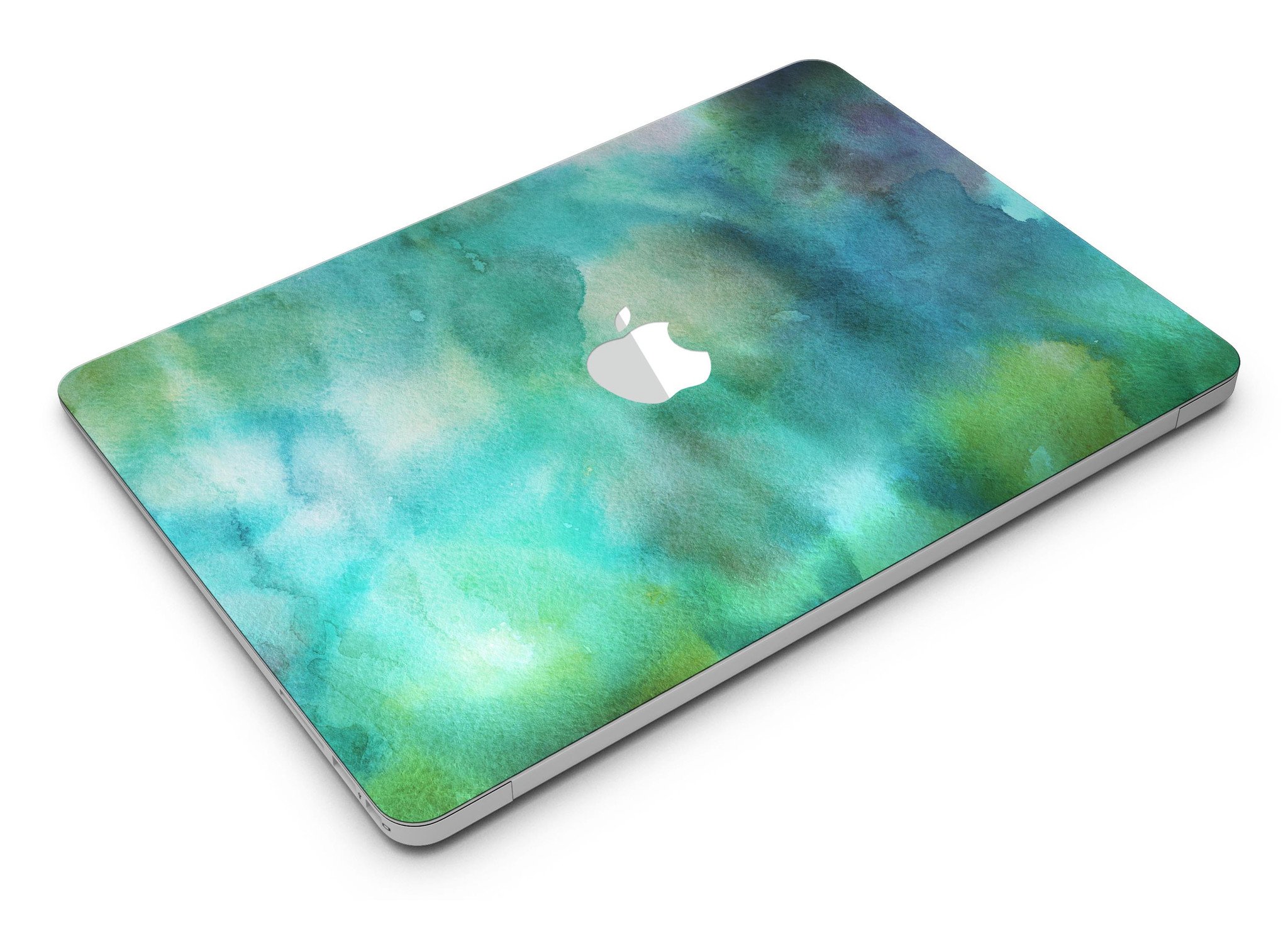 Green 979 Absorbed Watercolor Texture skin for MacBook Air, showcasing vibrant colors and a stylish design.