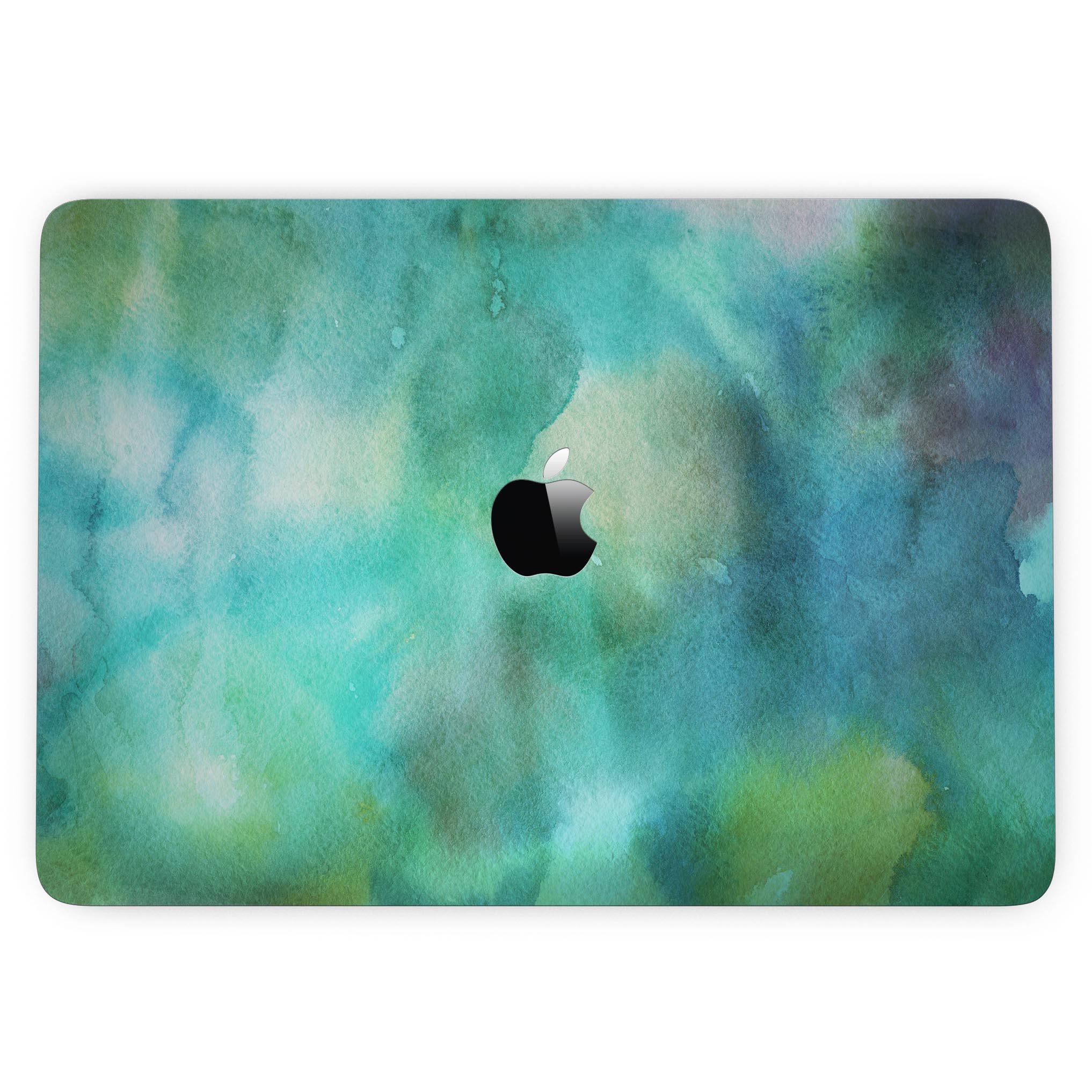 Green 979 Absorbed Watercolor Texture skin for MacBook Pro with Touch Bar, showcasing vibrant colors and artistic design.