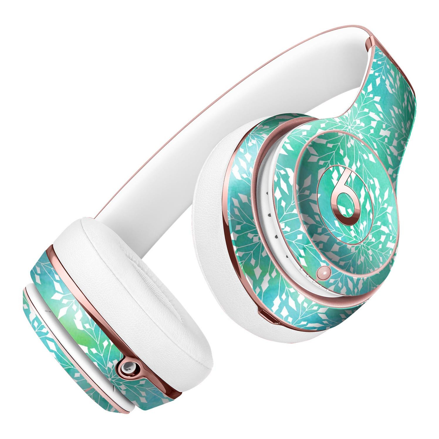 Green and Blue Watercolor Fractal Pattern Skin Kit for Beats by Dre Solo 3 Wireless Headphones, showcasing vibrant colors and intricate design.