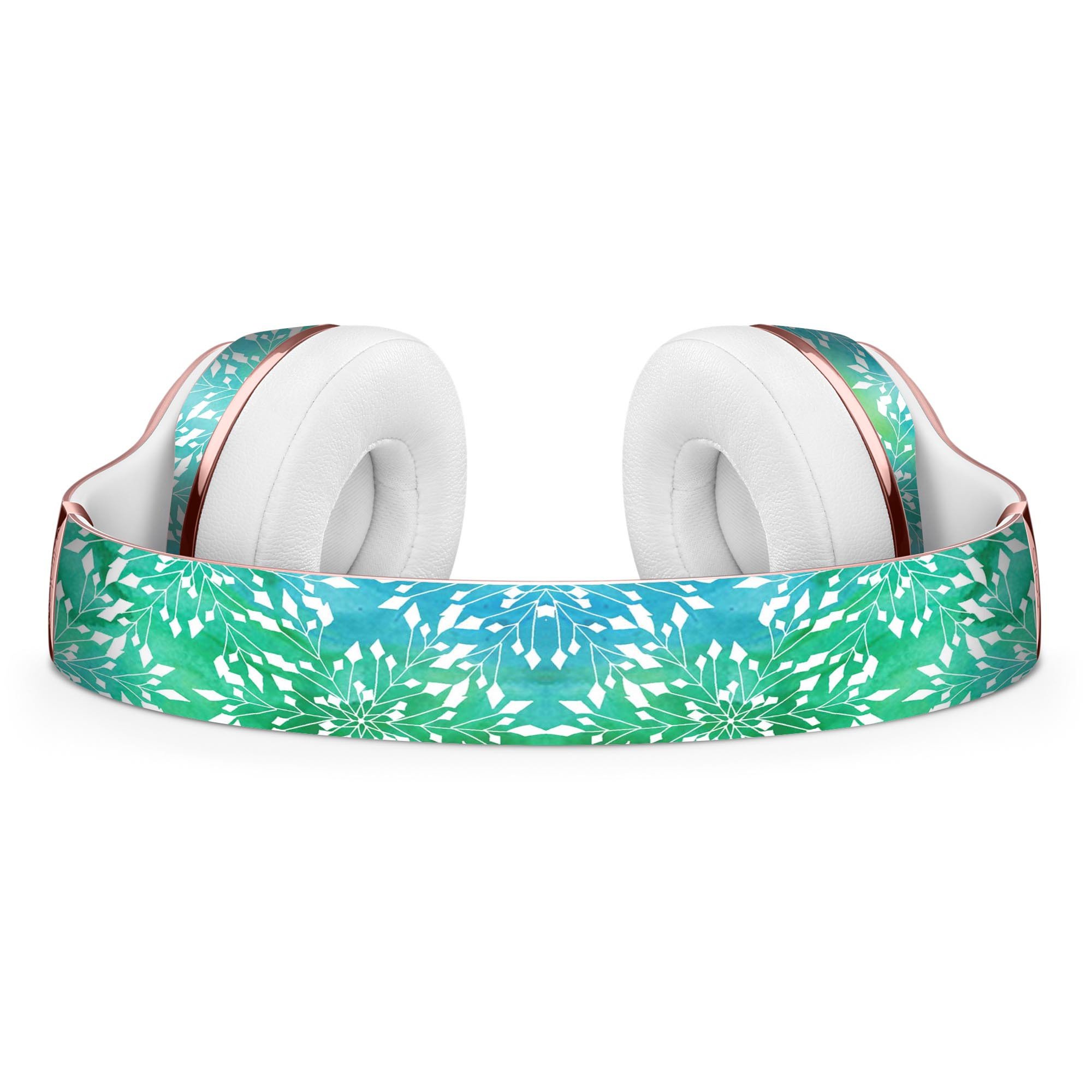 Green and Blue Watercolor Fractal Pattern Skin Kit for Beats by Dre Solo 3 Wireless Headphones, showcasing vibrant colors and intricate design.