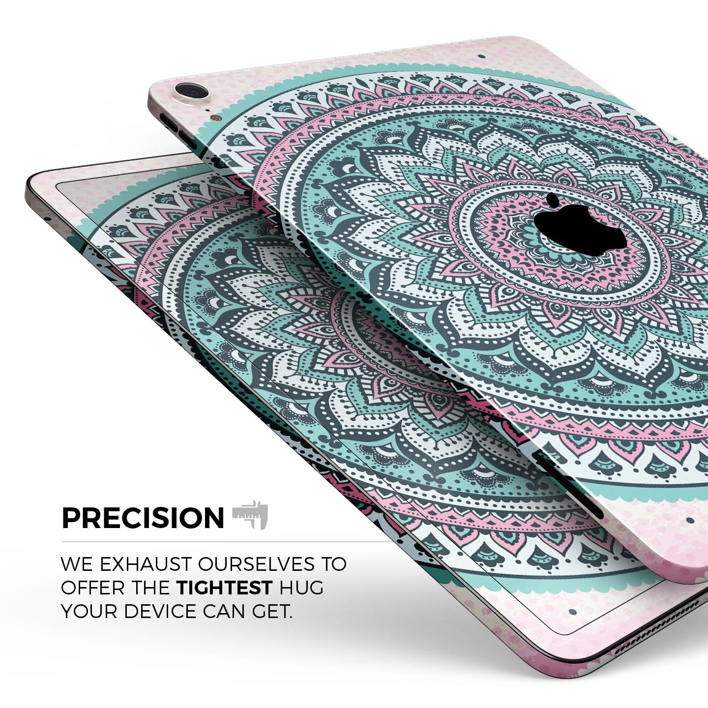 Green and Pink Circle Mandala v9 skin decal for Apple devices, showcasing vibrant colors and intricate mandala design.