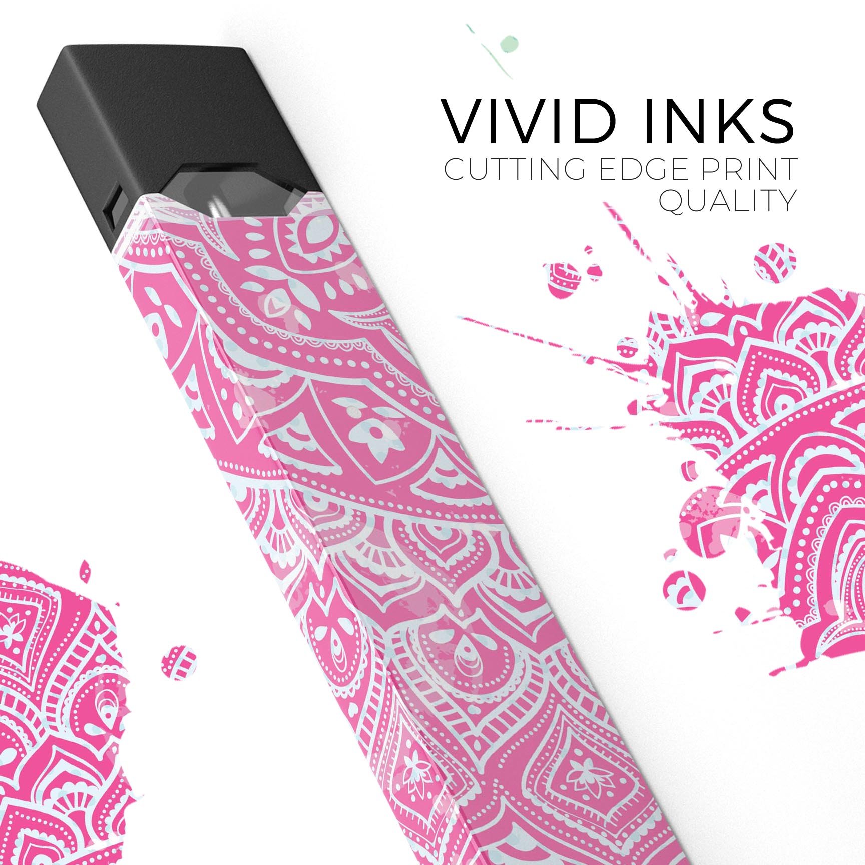 Green and Pink Tribal v3 decal skin wrap for JUUL vaping device, showcasing vibrant tribal design and premium quality.