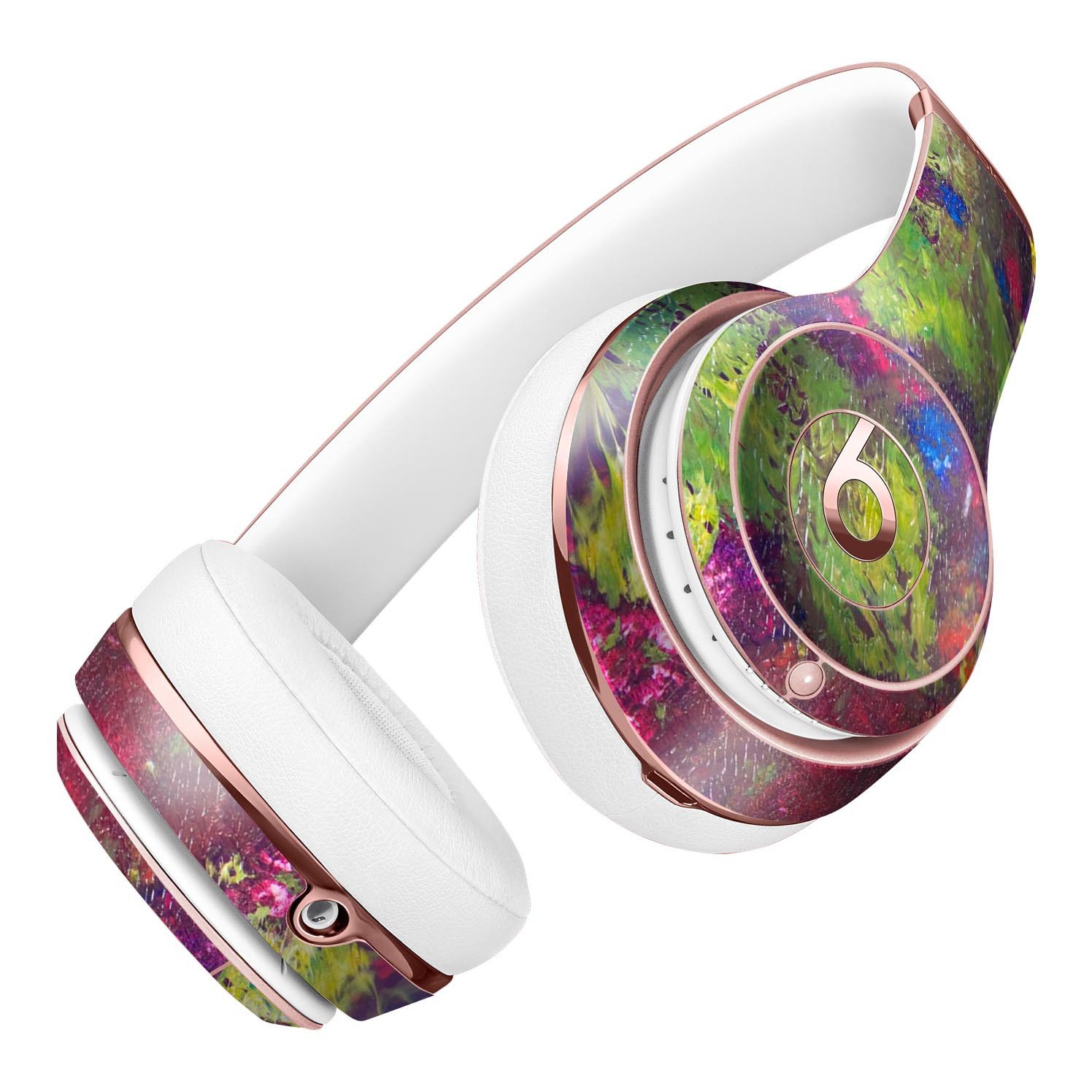 Green and Red Wet Oil Paint Skin Kit for Beats by Dre Solo 3 Wireless Headphones, showcasing vibrant colors and precise fit.