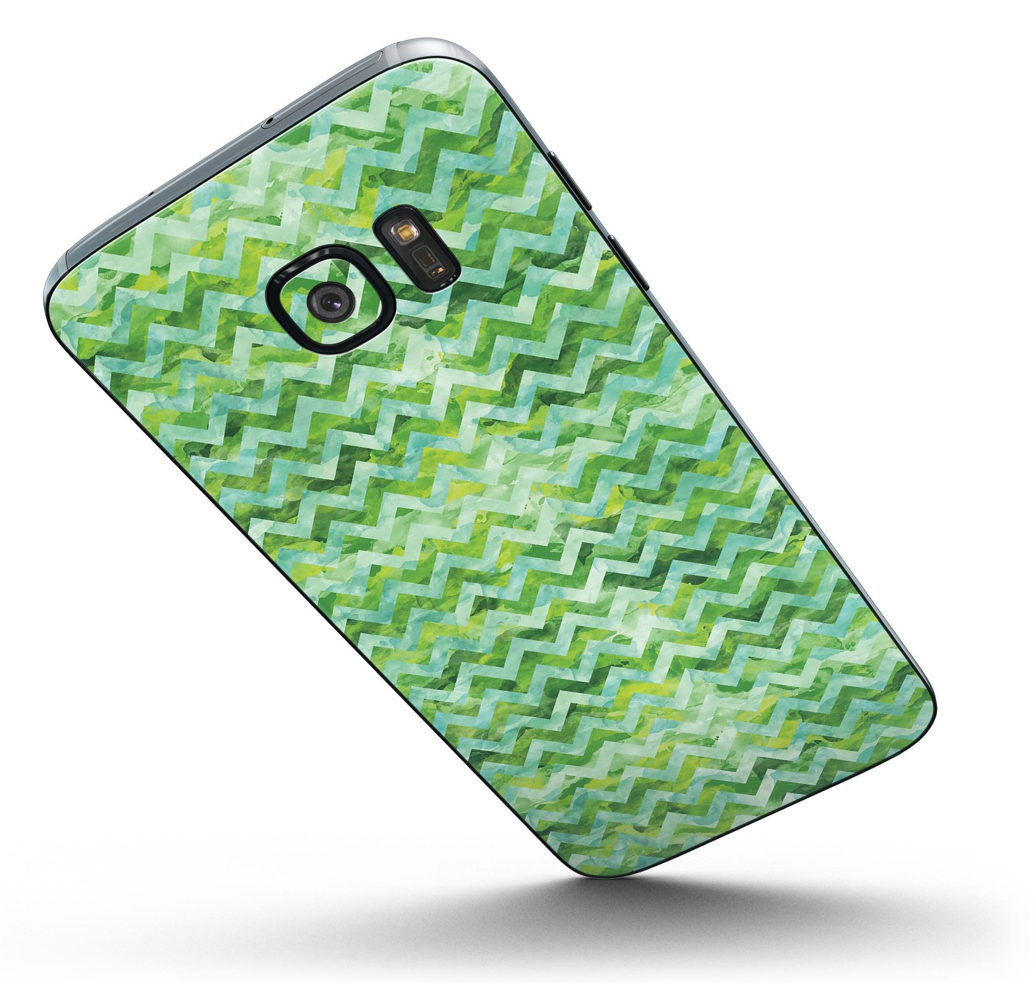 Green Basic Watercolor Chevron Pattern skin for Samsung Galaxy S7 and S7 Edge, showcasing vibrant colors and stylish design.