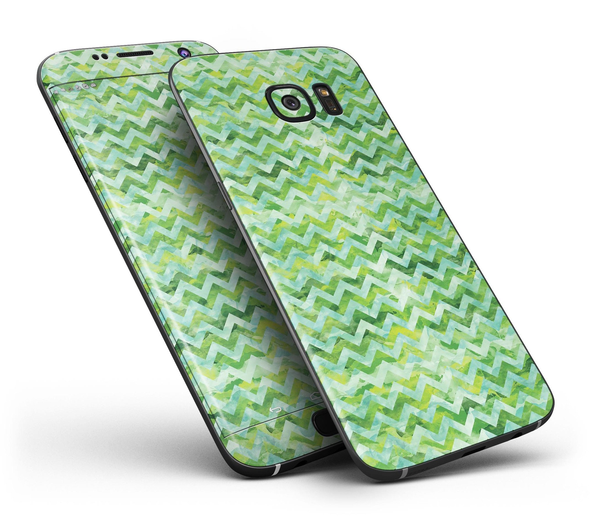 Green Basic Watercolor Chevron Pattern skin for Samsung Galaxy S7 and S7 Edge, showcasing vibrant colors and stylish design.